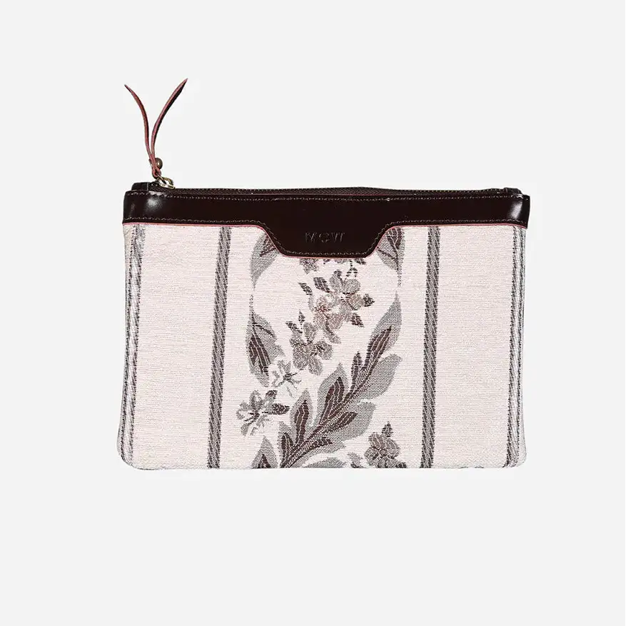 Victorian Stripes Cream Wristlet Clutch