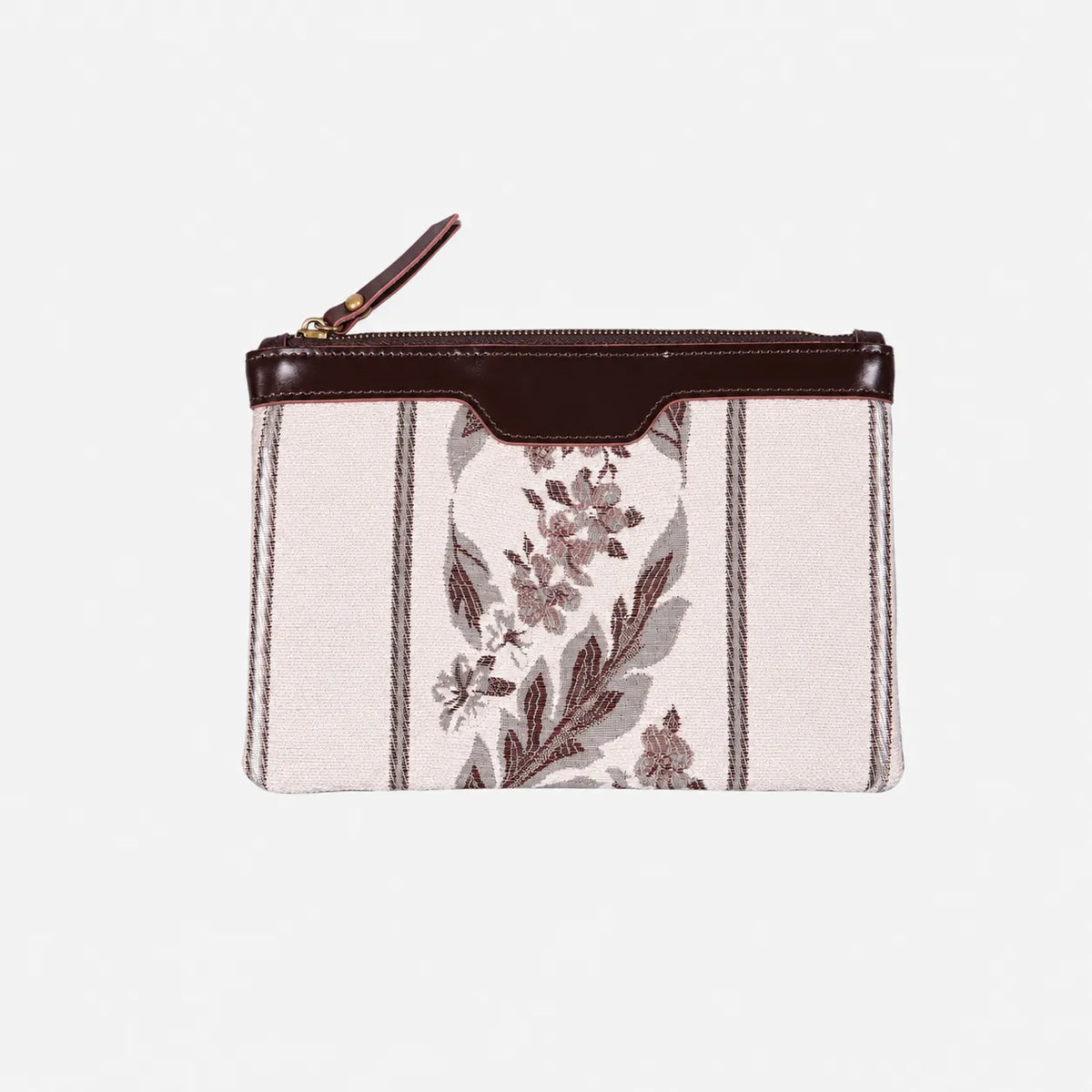 Victorian Strips Cream Wristlet Clutch carpet bag MCW Handmade main