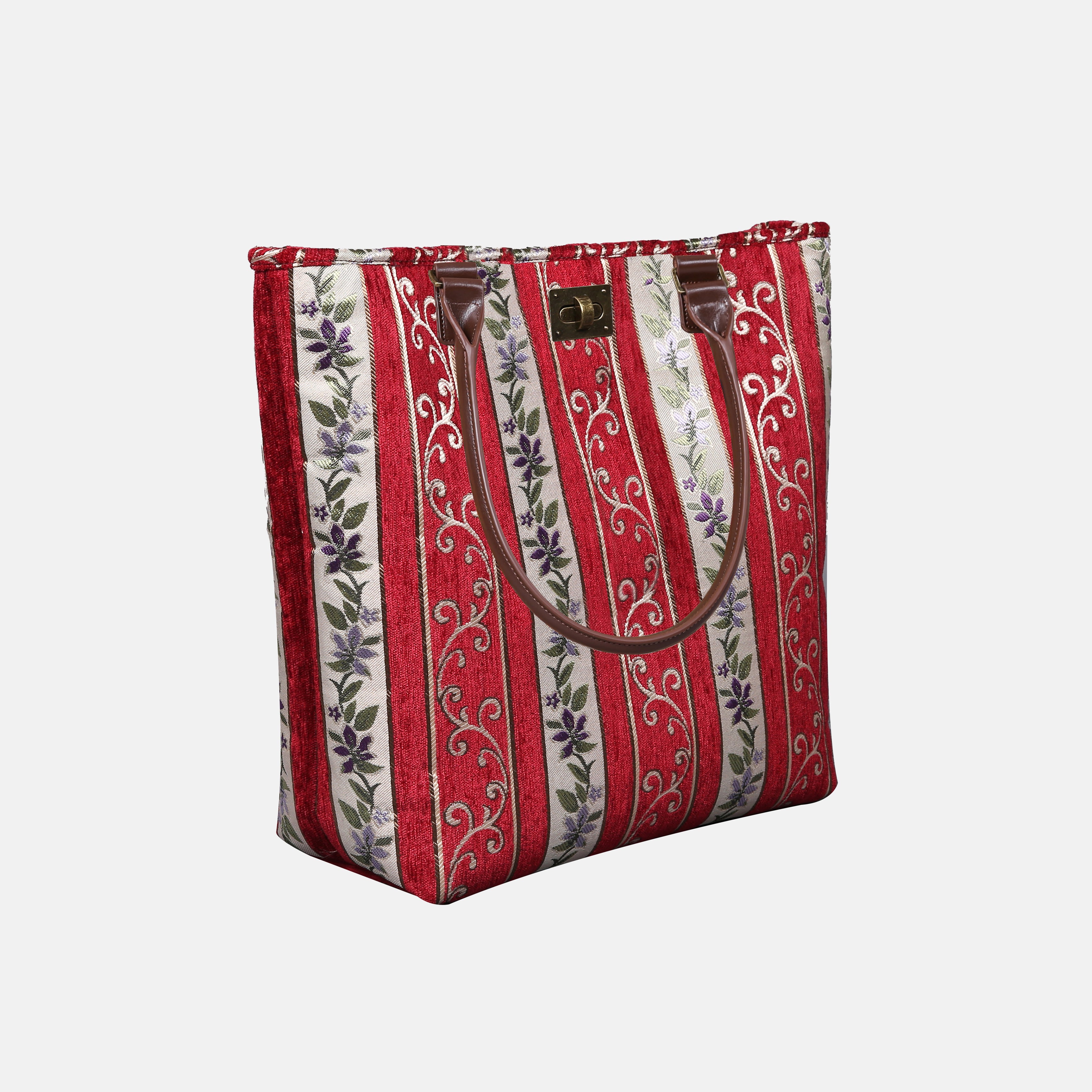 Victorian Stripes Red Carpet Tote Shopper Carpetbag of America front