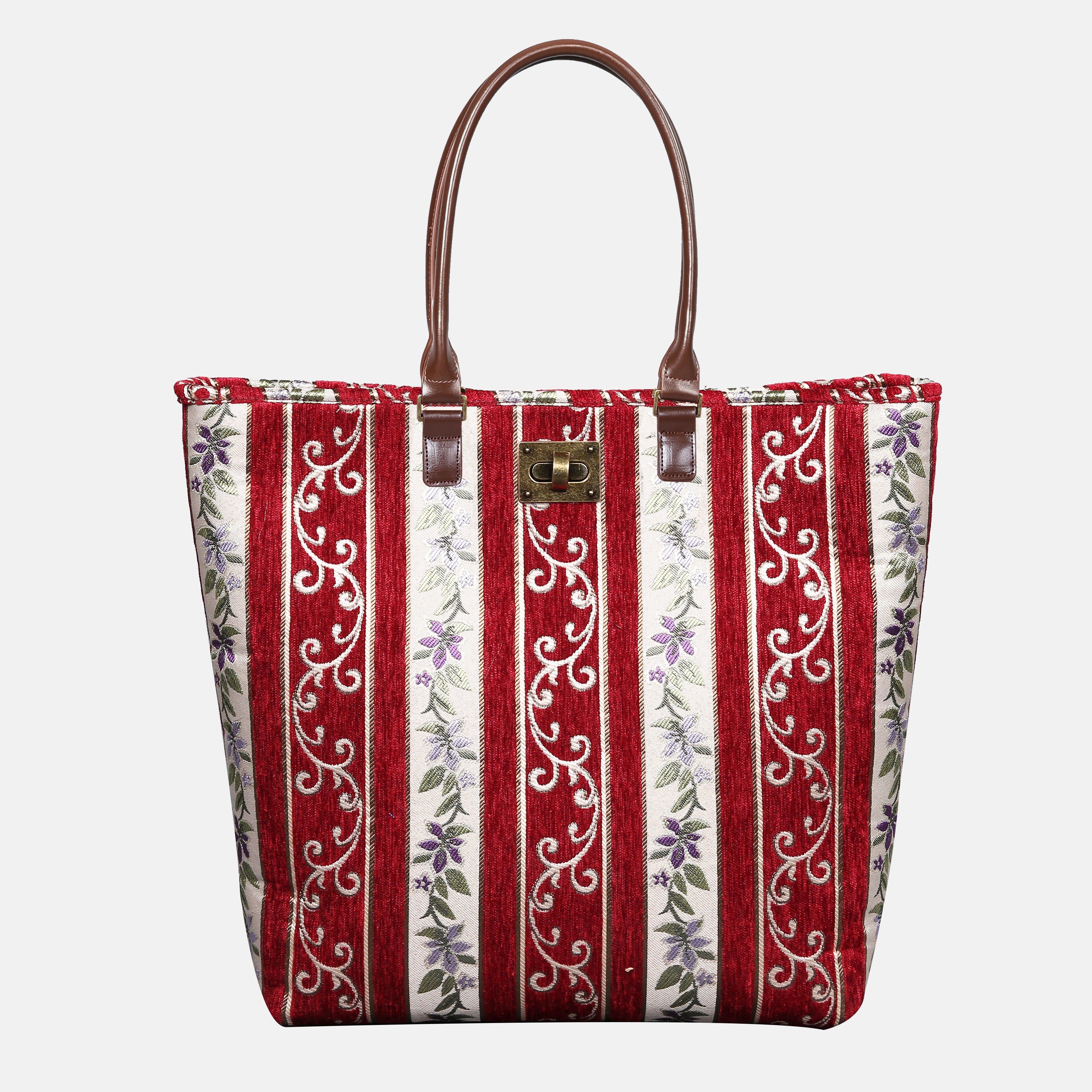 Victorian Stripes Red Carpet Tote Shopper Carpetbag of America main