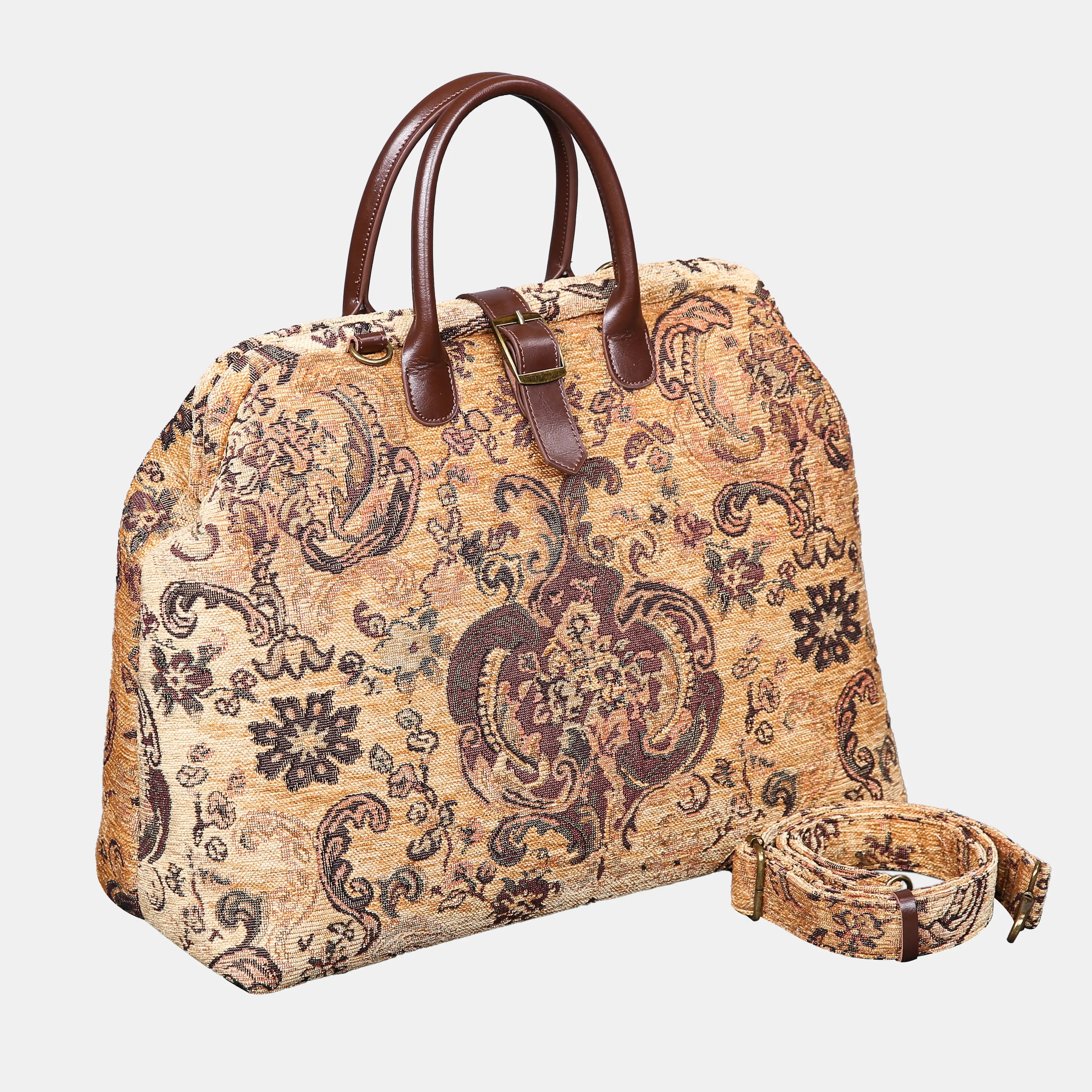 Vintage Paisley Mary Poppins Weekender Carpetbag of America with shoulder strap