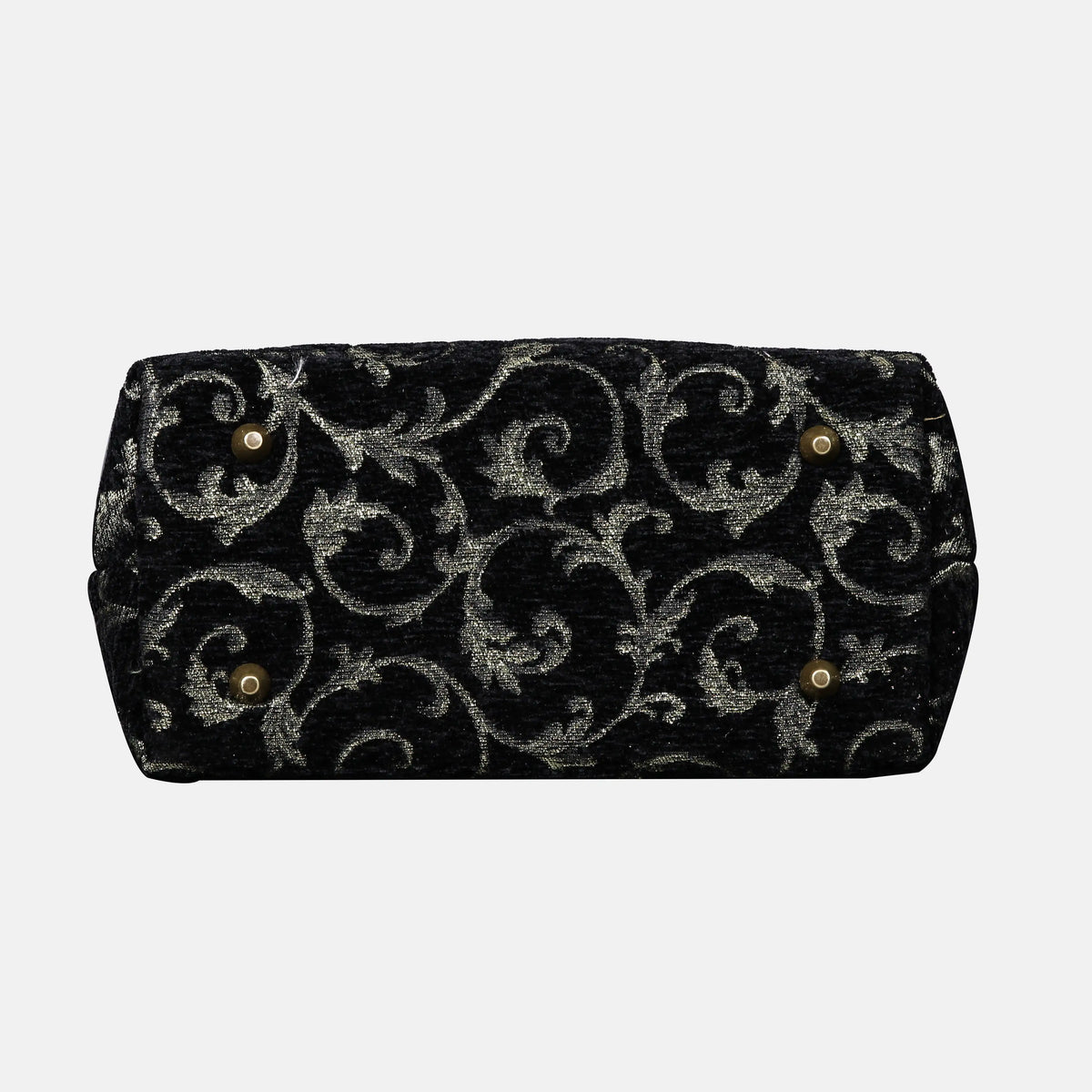 Vintage Scroll Black/Green Carpet Satchel carpet bag MCW Handmade of America bottom