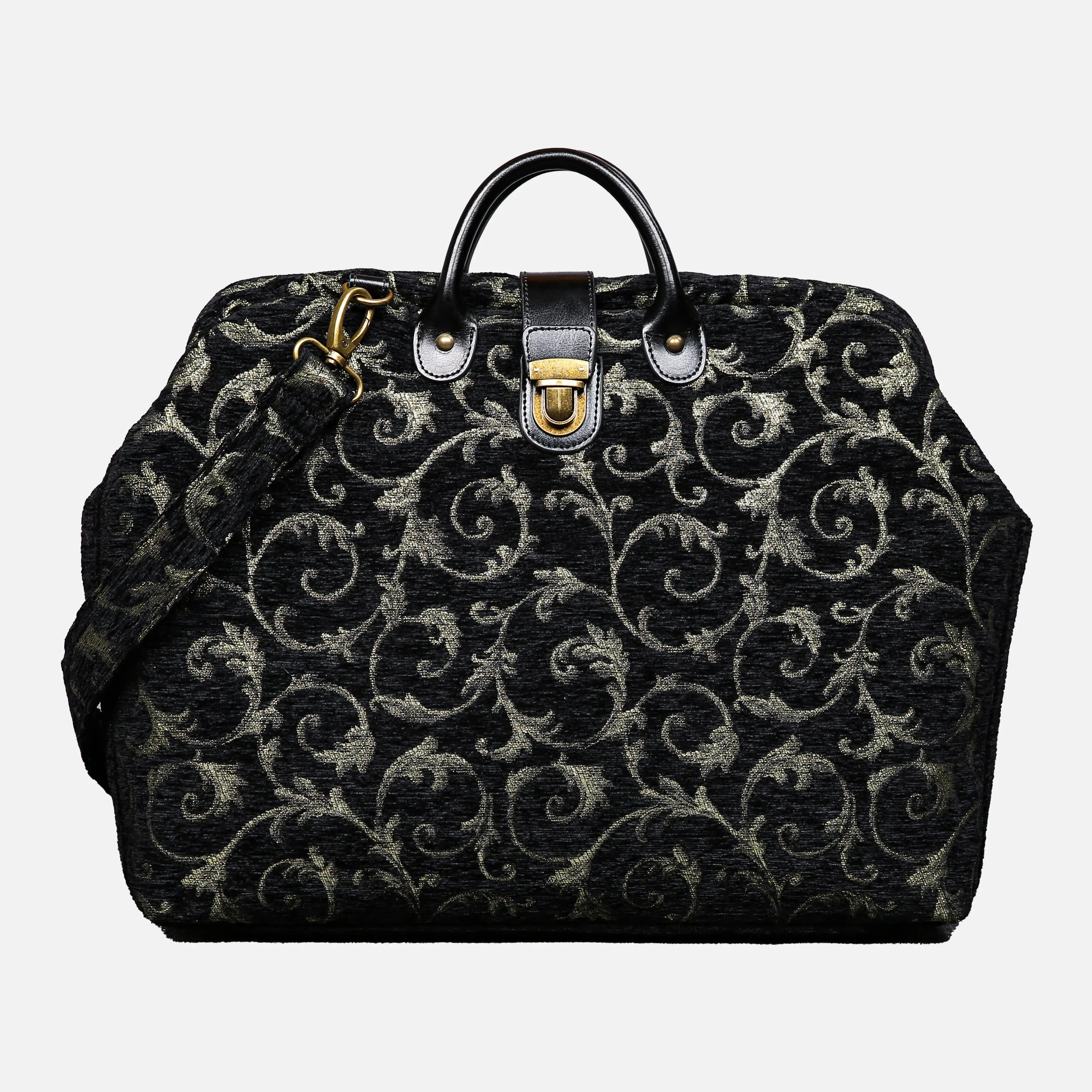 Vintage Scroll Black Laptop Work Bag carpet bag of America main
