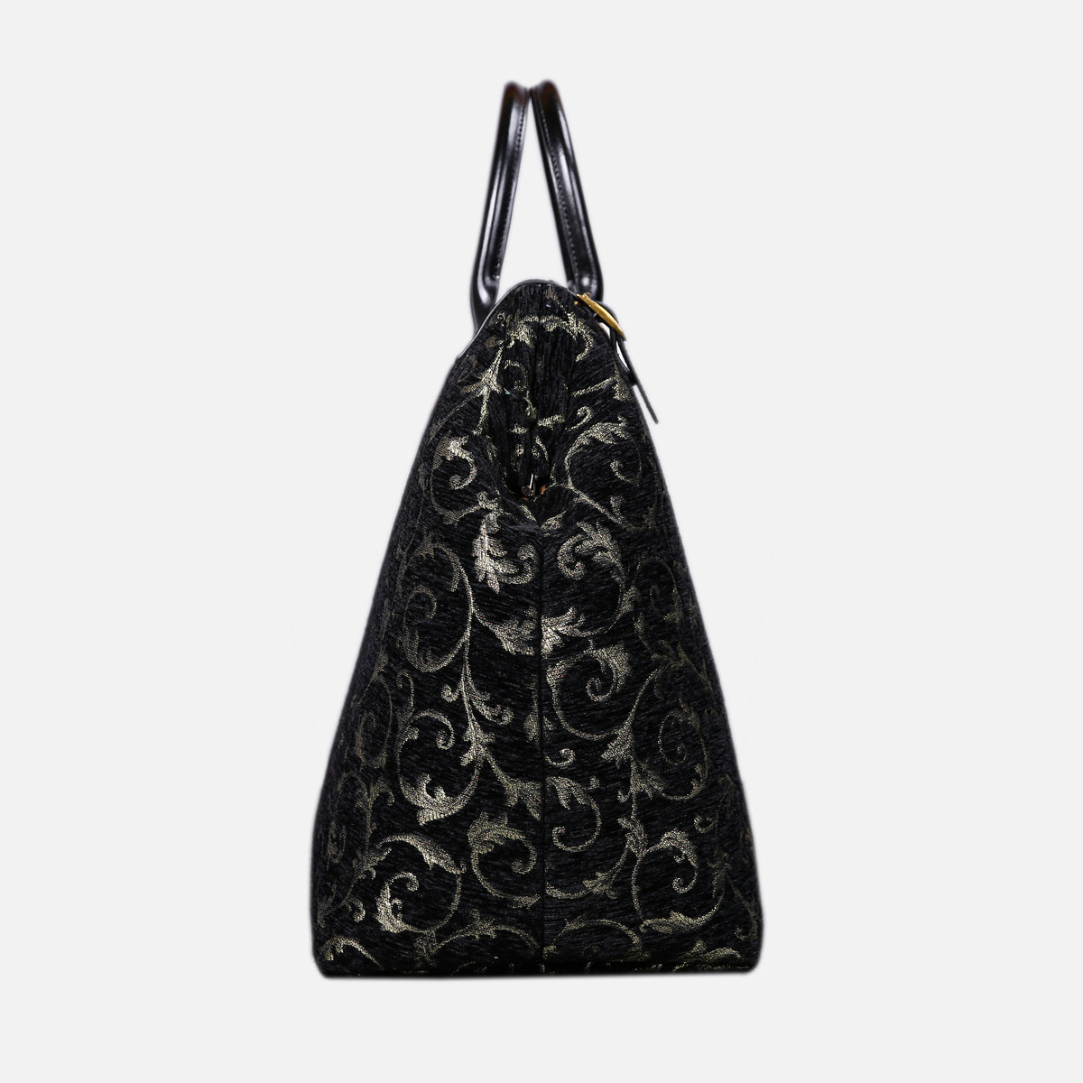 Vintage Scroll Black/Green Large Carpetbag of America side