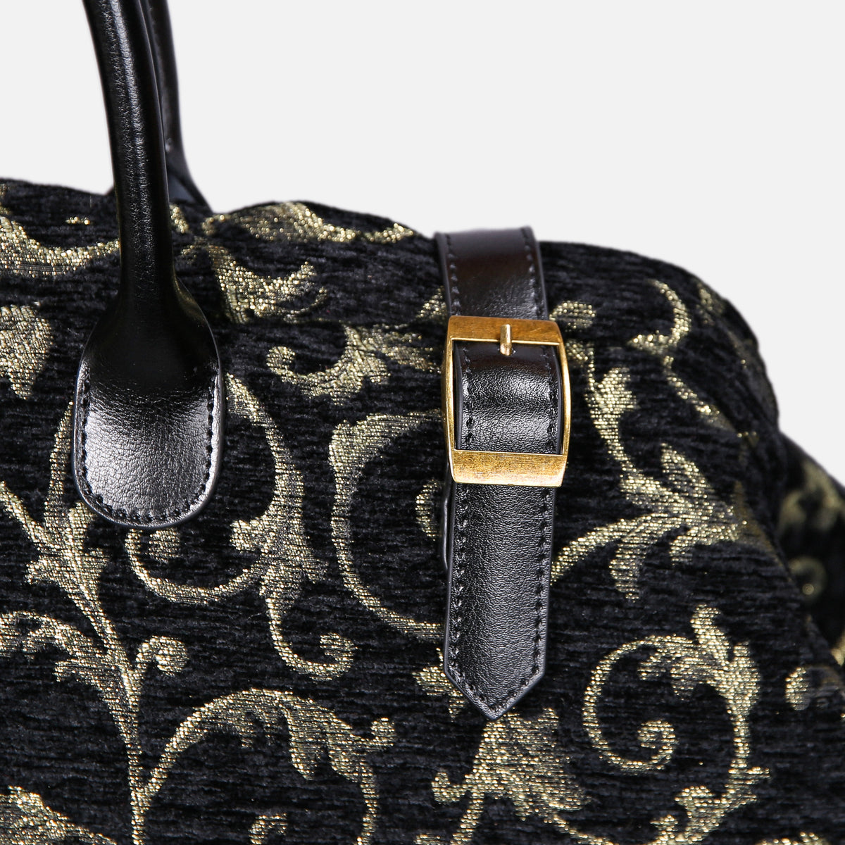 Vintage Scroll Black/Green Large Carpetbag of America details