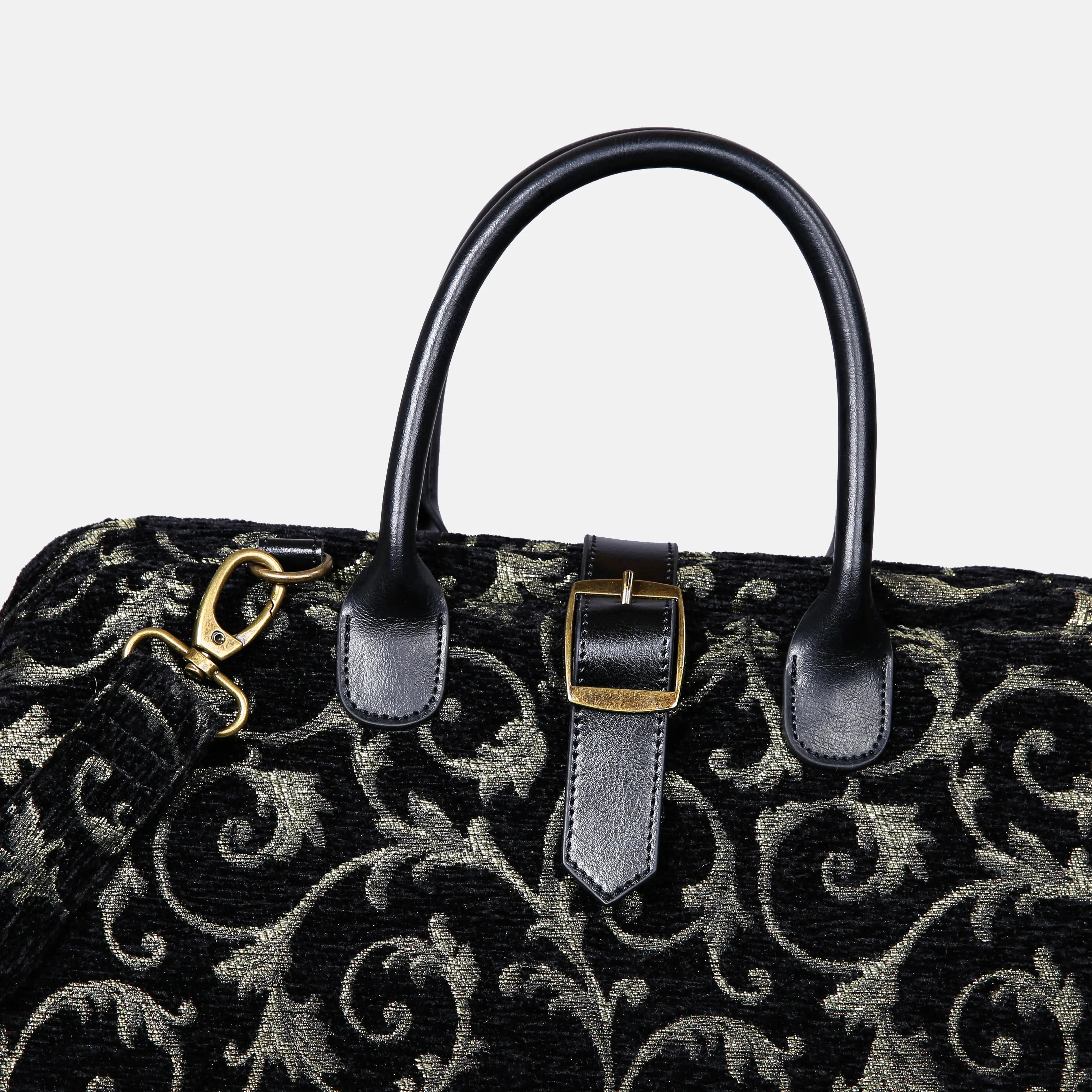 Vintage Scroll Black/Green Mary Poppins Weekender Carpetbag of America buckle