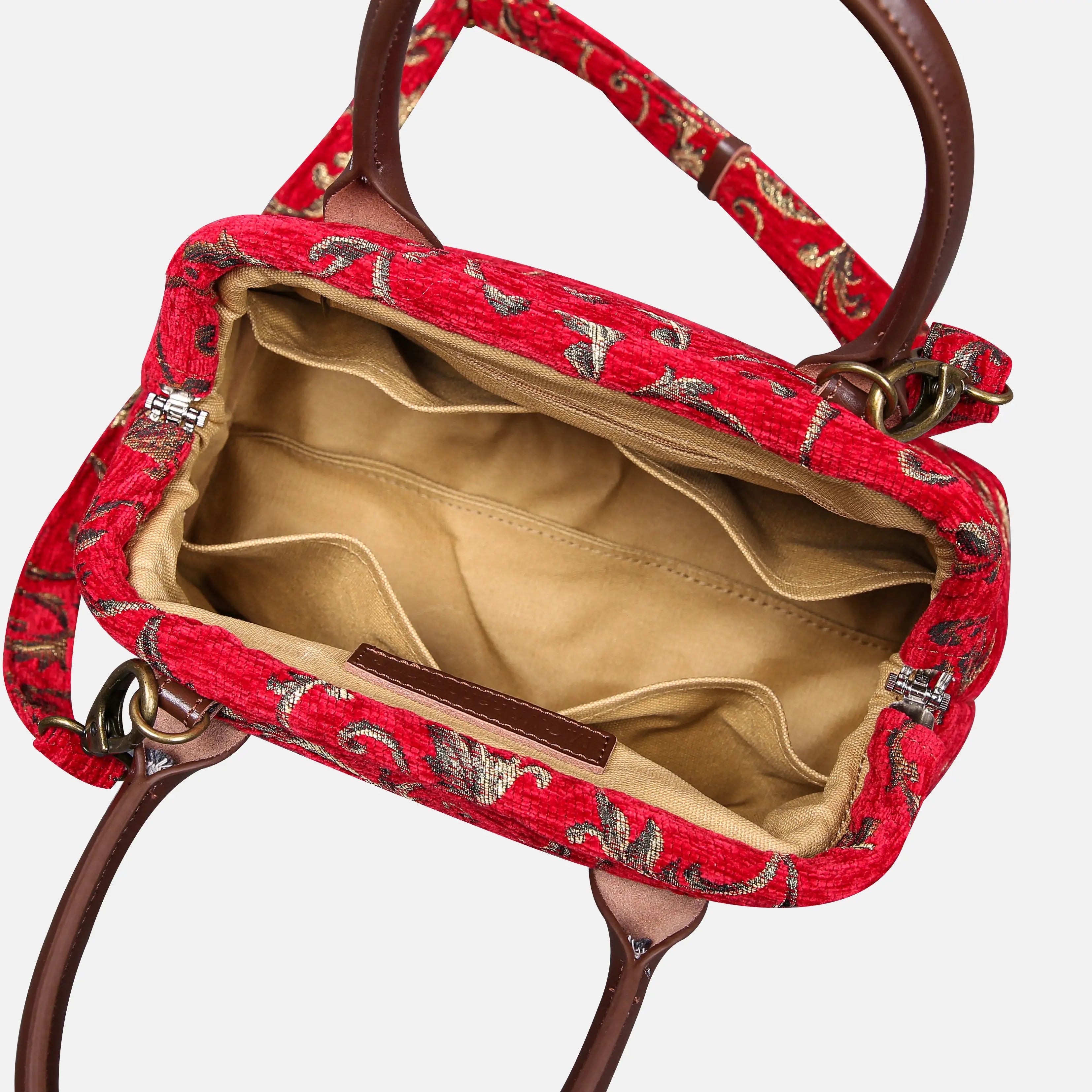 Vintage Ivy Red Carpet Satchel carpet bag MCW Handmade of America open