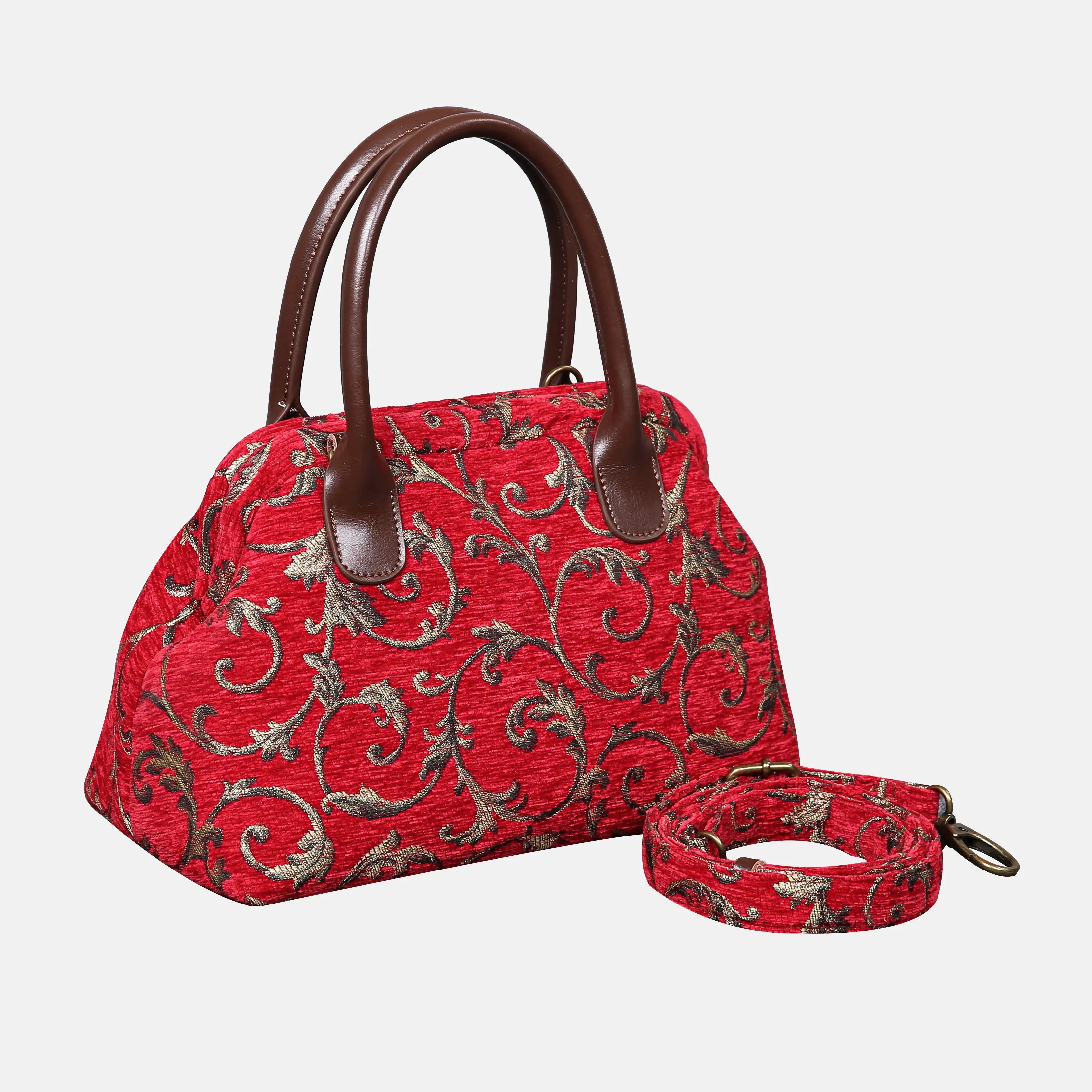 Vintage Ivy Red Carpet Satchel carpet bag MCW Handmade of America with strap