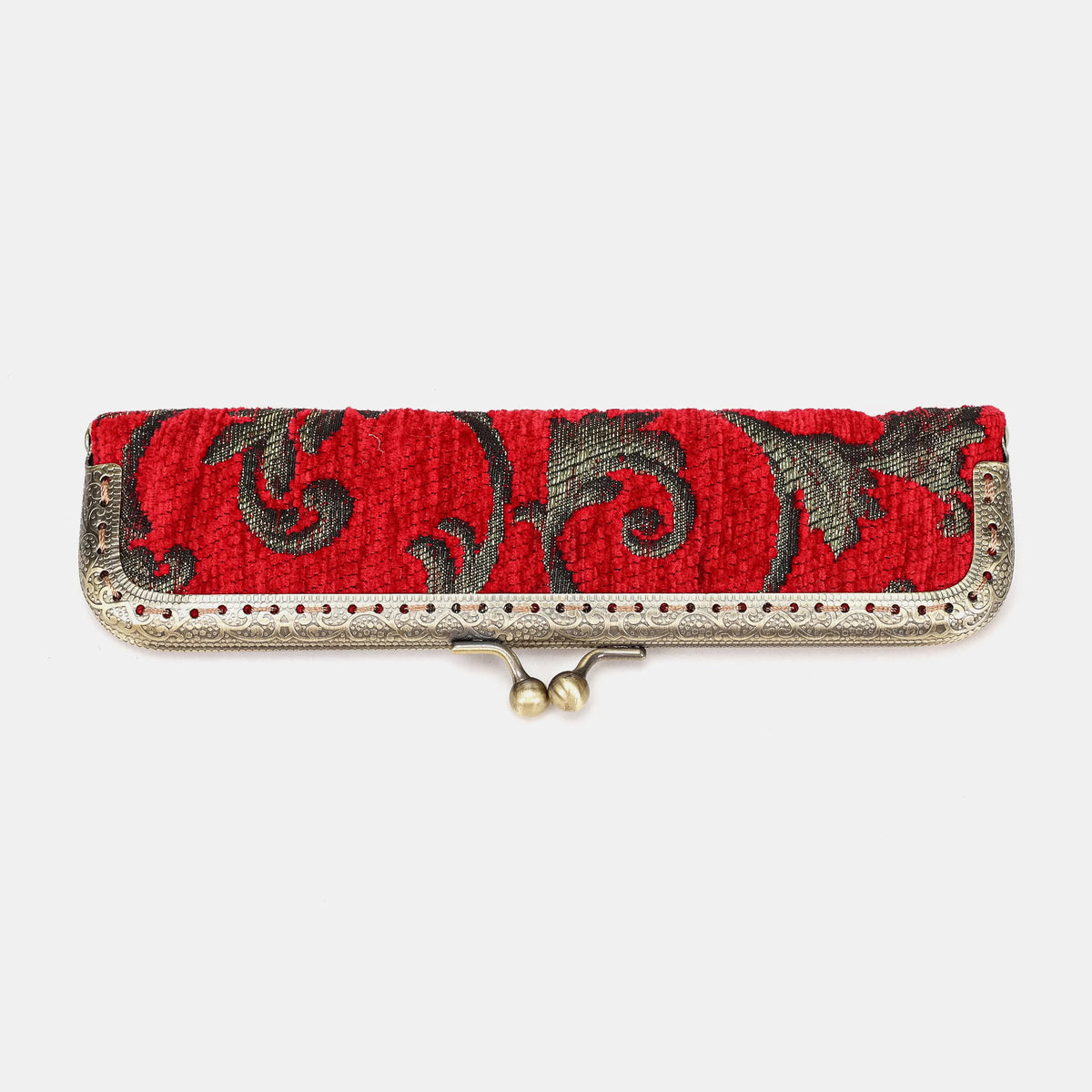 Vintage Scroll Red Duo Pen Case Carpetbag of America front