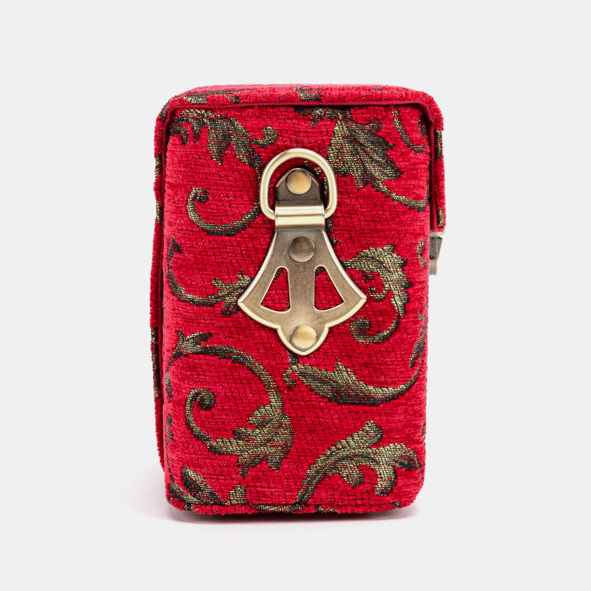Vintage Scroll Red Emma Small Train Case Crossbody of America side