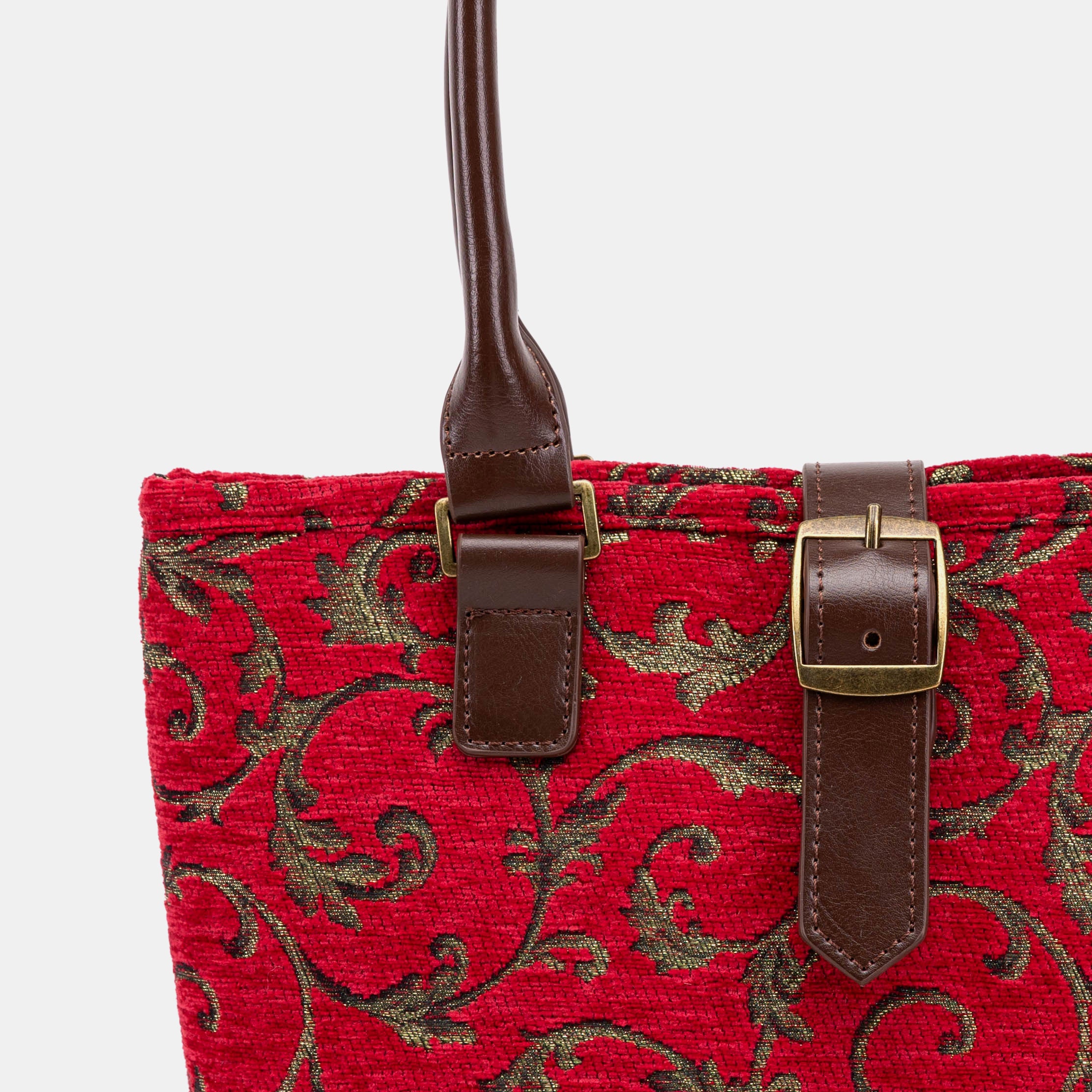 Vintage Scroll Red Everyday Tote of America buckle