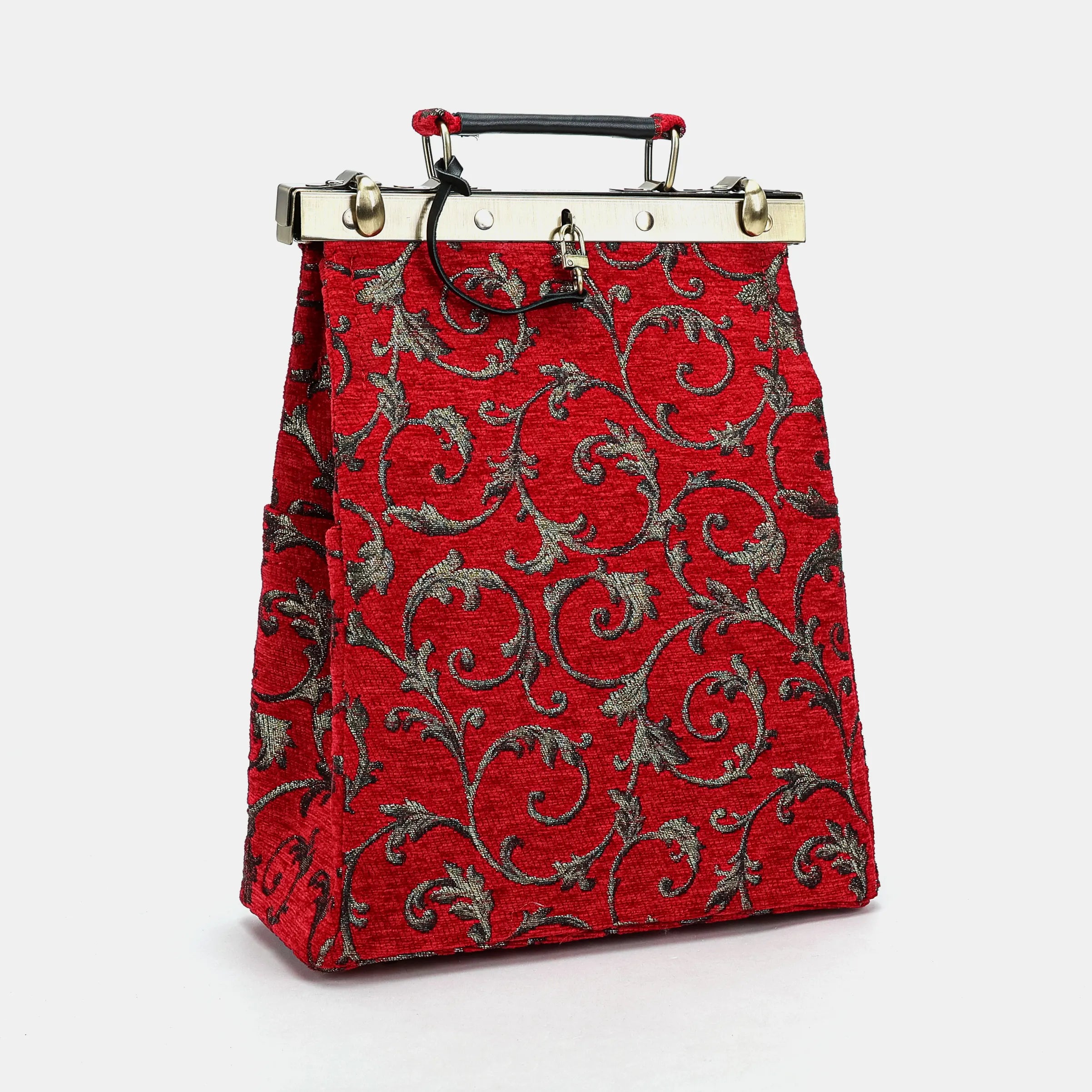 Vintage Scroll Red Helena Carpet Gladstone Backpack of America side