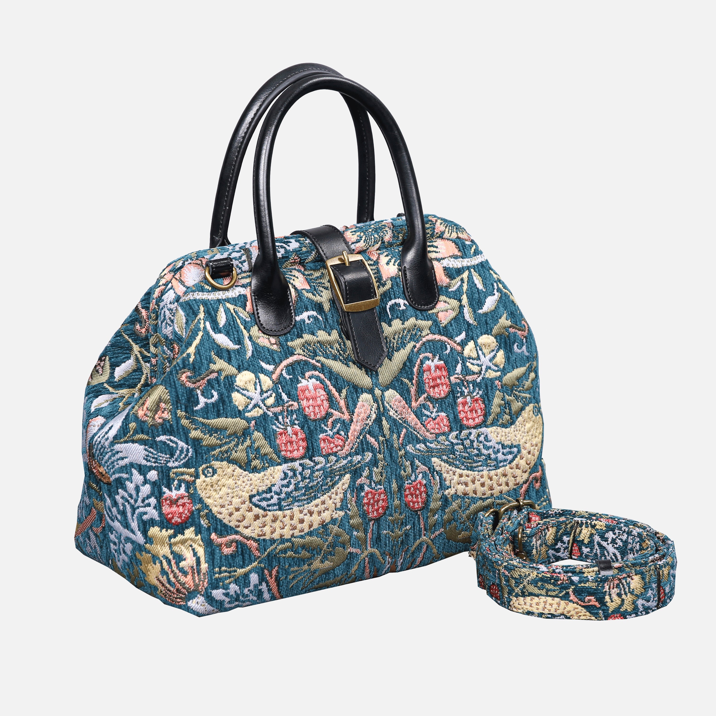 William Morris Strawberry Thief Carpet Handbag Purse carpet bag MCW Handmade with shoulder strap