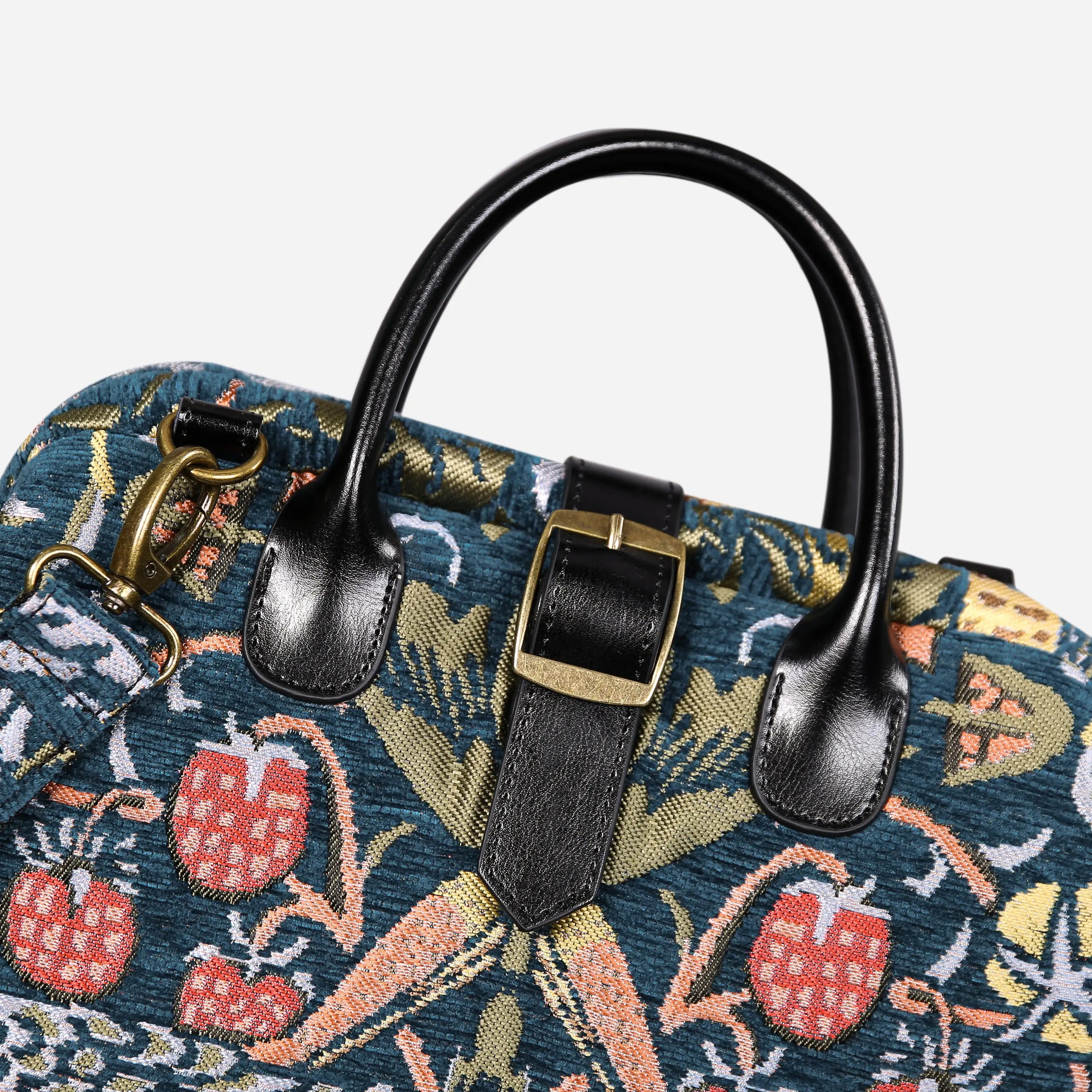 William Morris Strawberry Thief Carpet Laptop Backpack of America detail