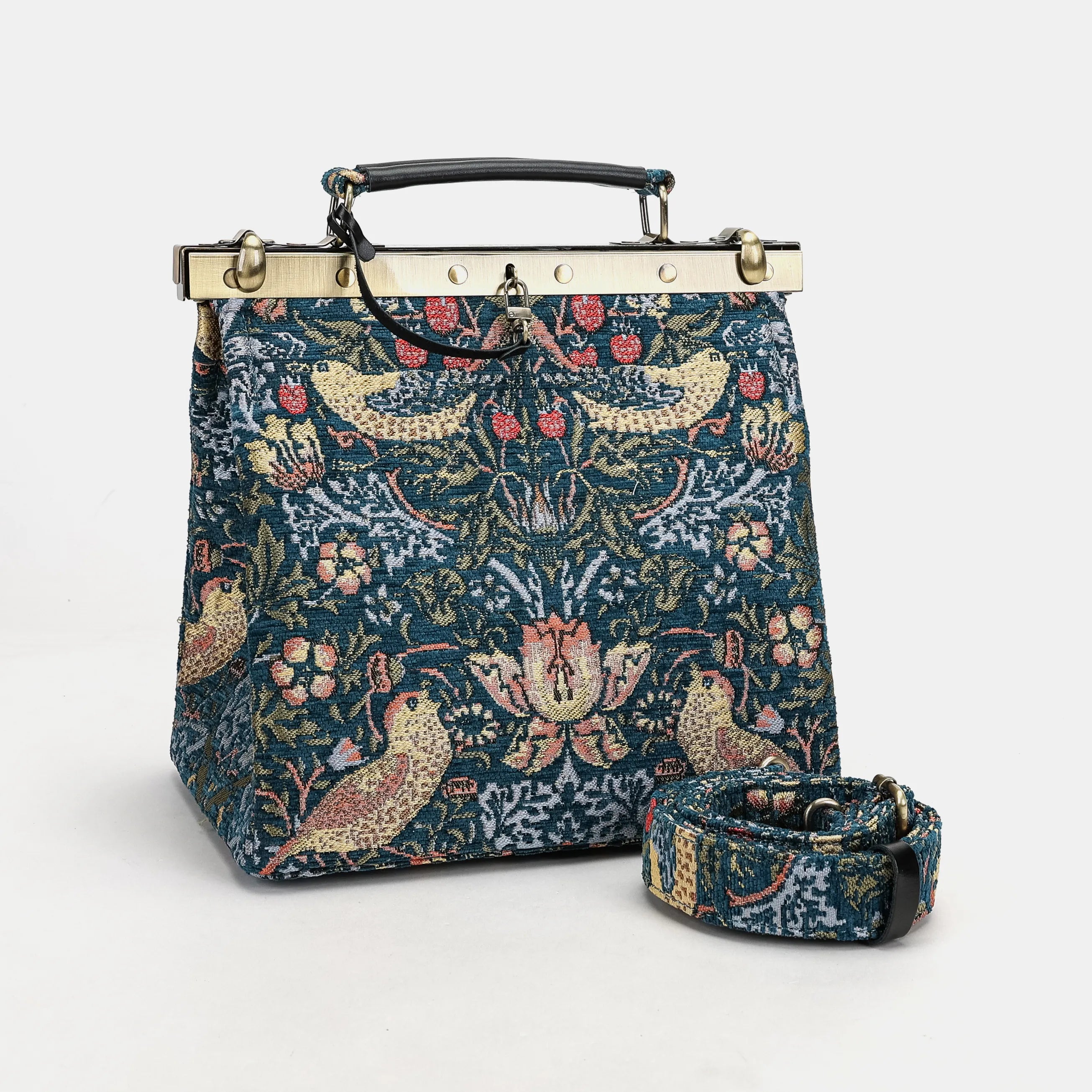 William Morris Strawberry Thief Cecile Carpet Purse Gladstone Bag with shoulder strap