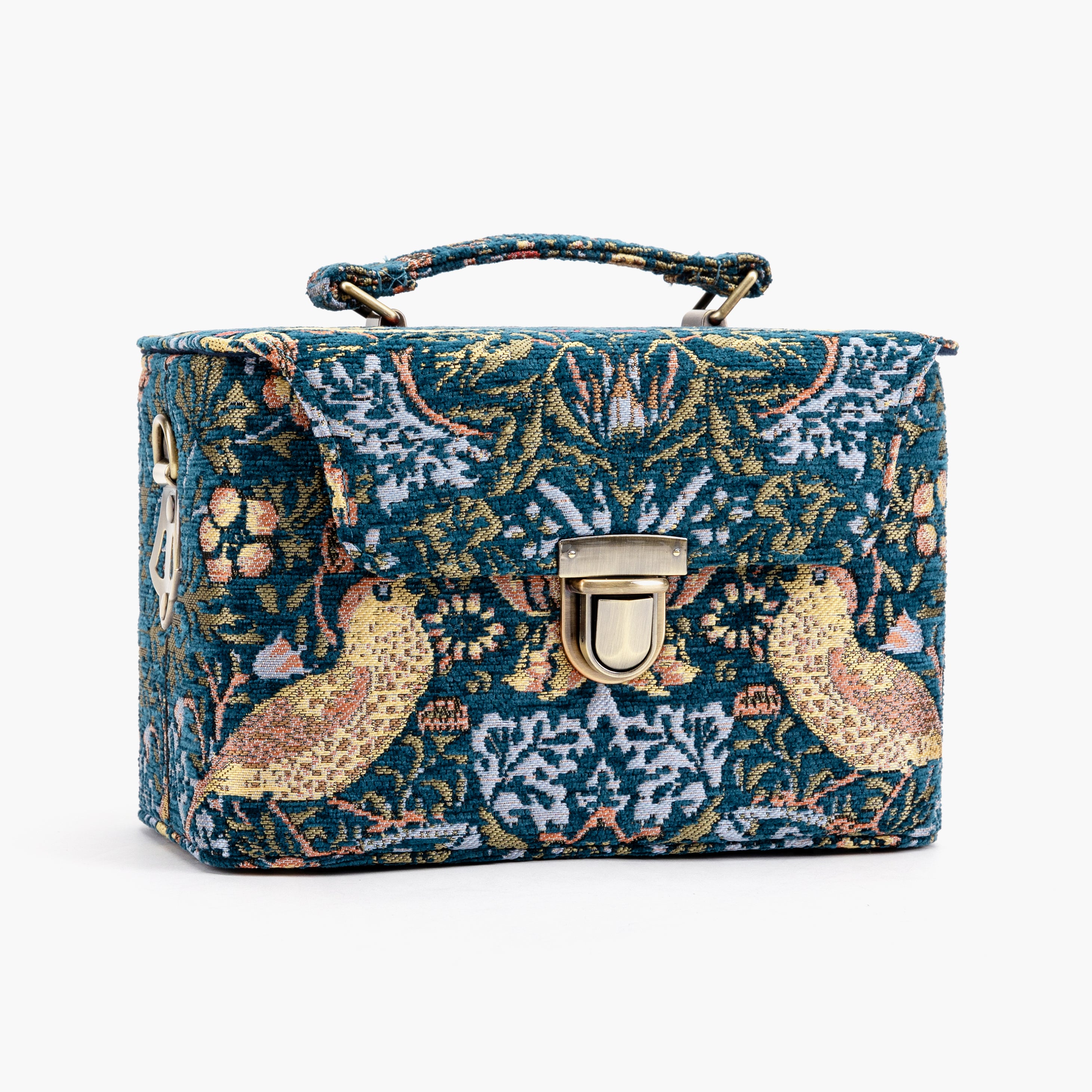 Clara Medium Train Case Purse William Morris Strawberry Thief front of America front