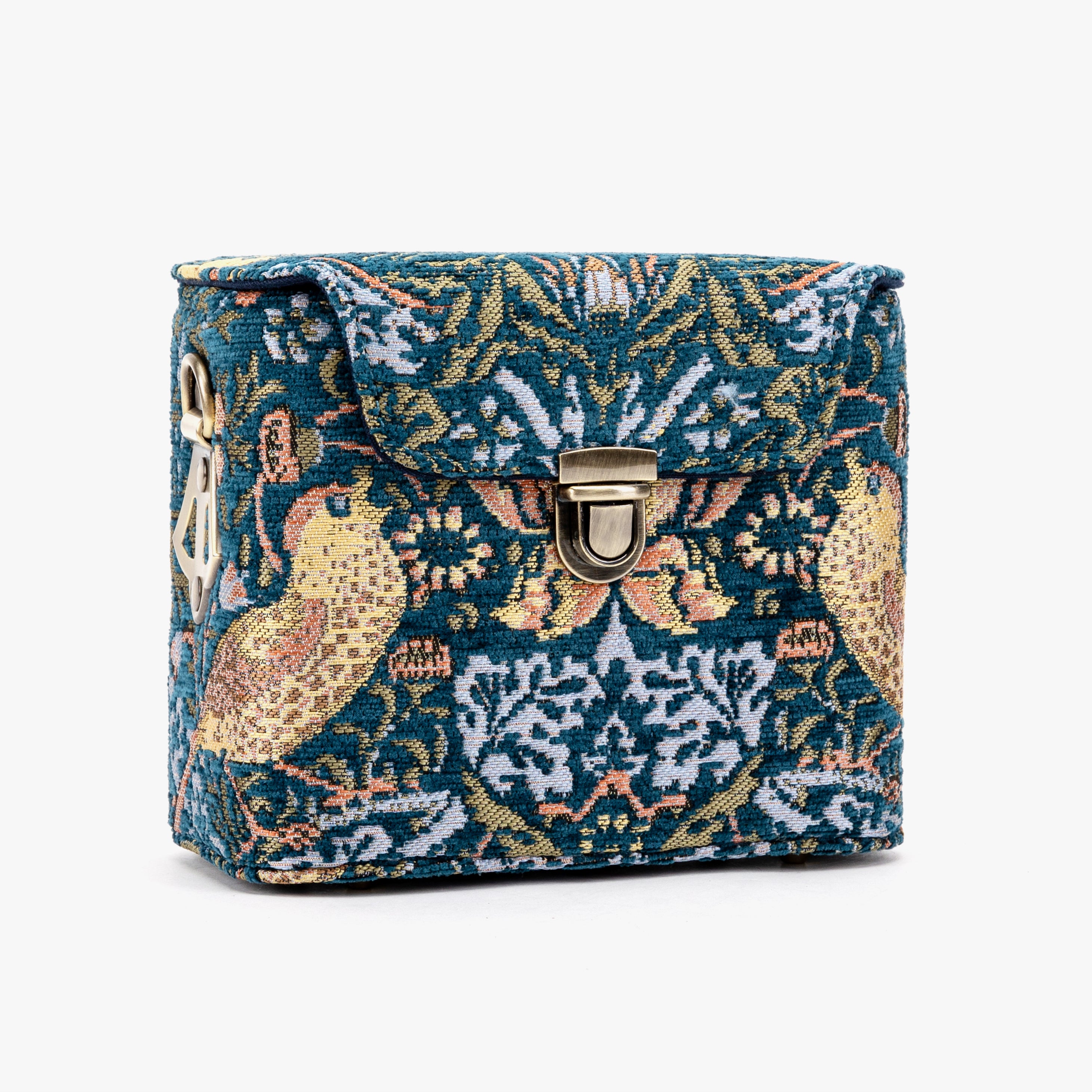William Morris Strawberry Thief Emma Small Train Case Purse front side