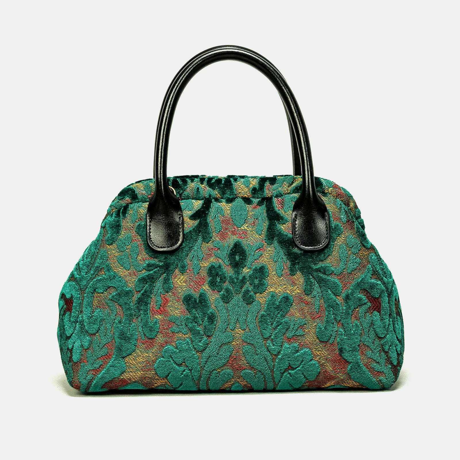 Burnout Velvet Jade Green Carpet Satchel Carpetbag of America main