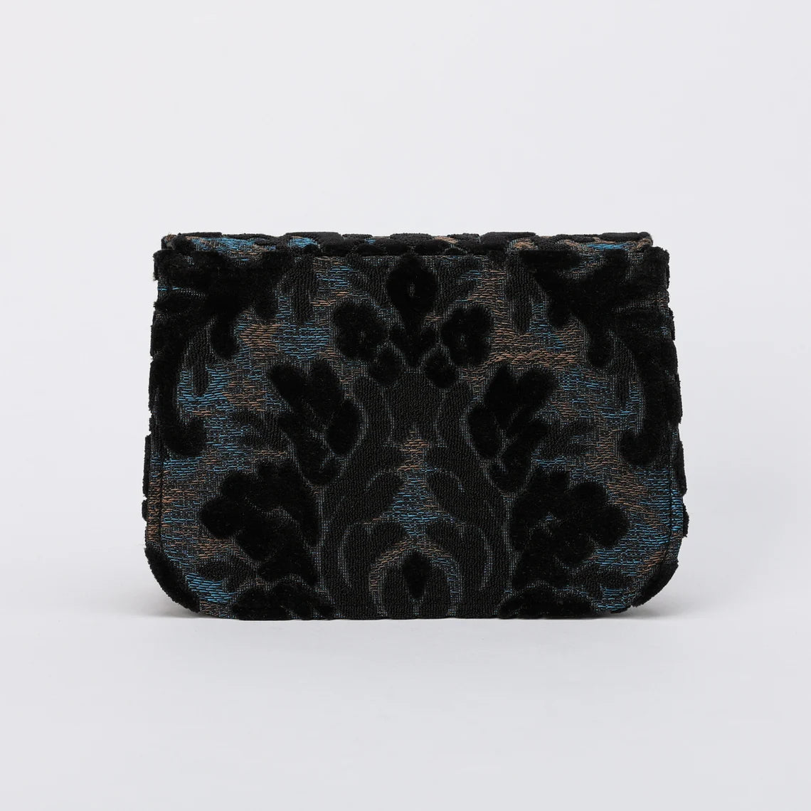 Burnout Velvet Black Flap Crossbody Bag carpet bag MCW Handmade-5