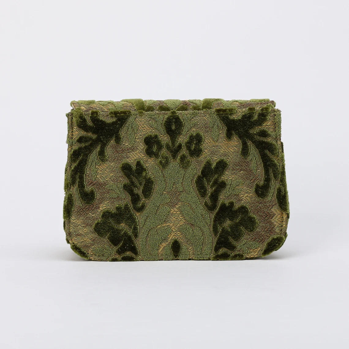 Burnout Velvet Fern Green Flap Crossbody Bag carpet bag MCW Handmade-5