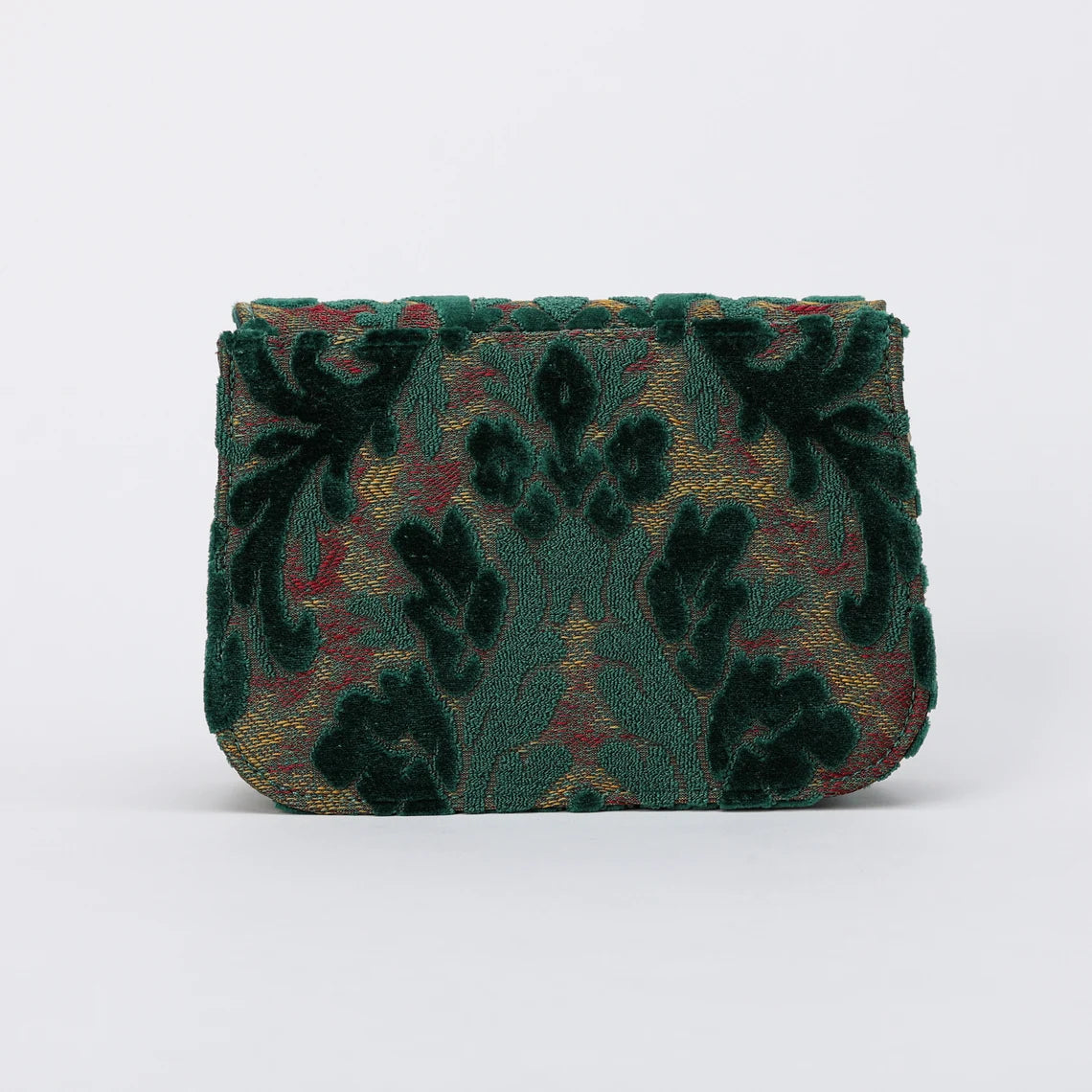 Burnout Velvet Jade Green Flap Crossbody Bag carpet bag MCW Handmade-5