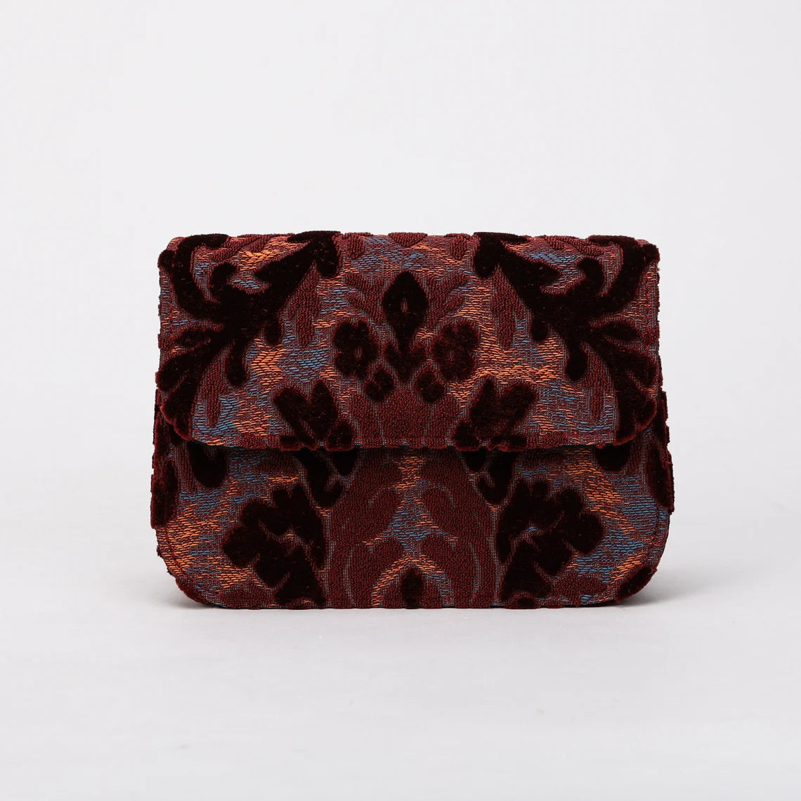 Burnout Velvet Wine Flap Crossbody Bag carpet bag MCW Handmade-4