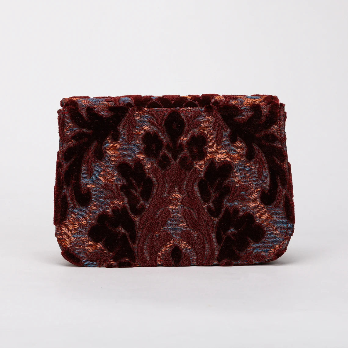Burnout Velvet Wine Flap Crossbody Bag carpet bag MCW Handmade-5