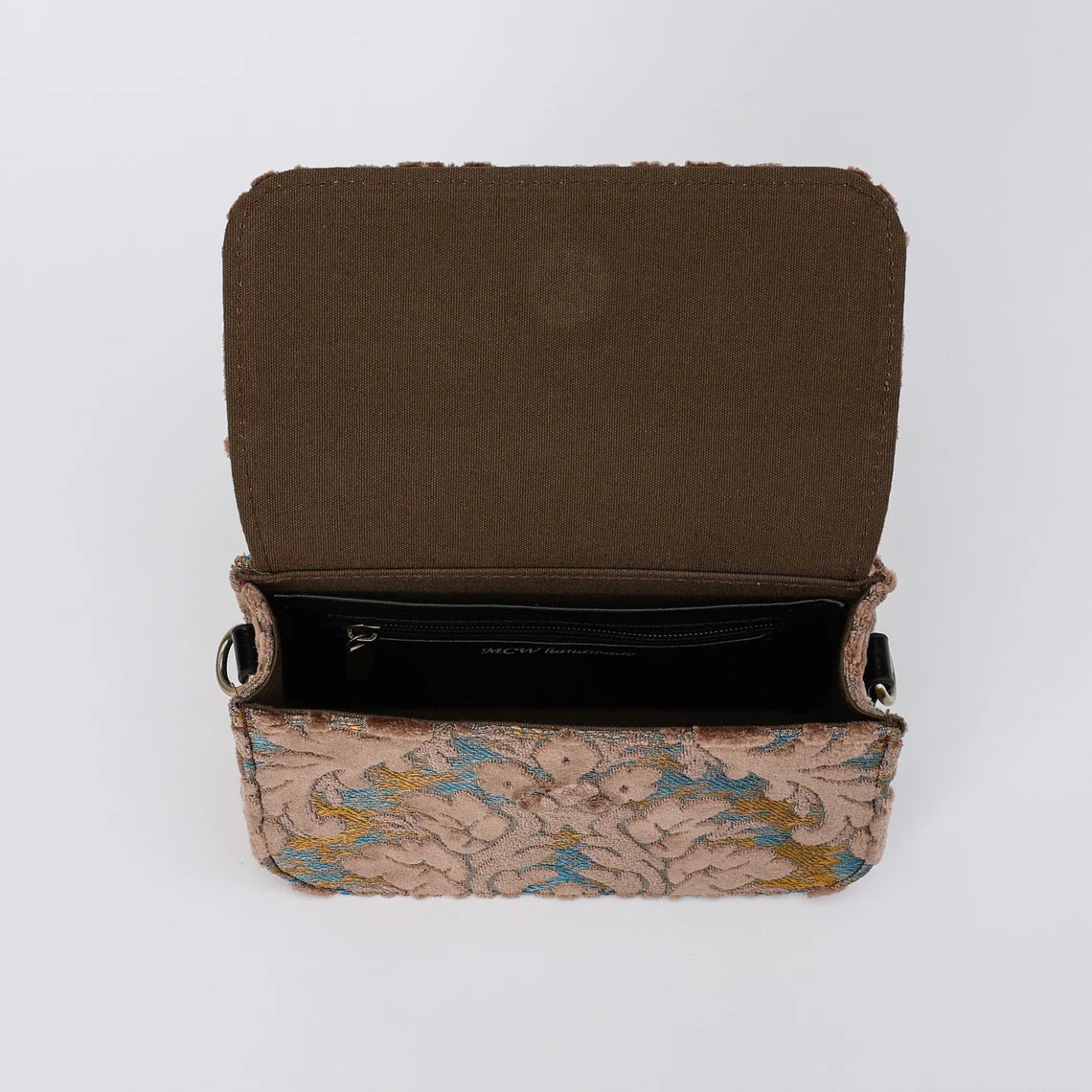 Burnout Velvet Camel Flap Crossbody Bag carpet bag MCW Handmade-7