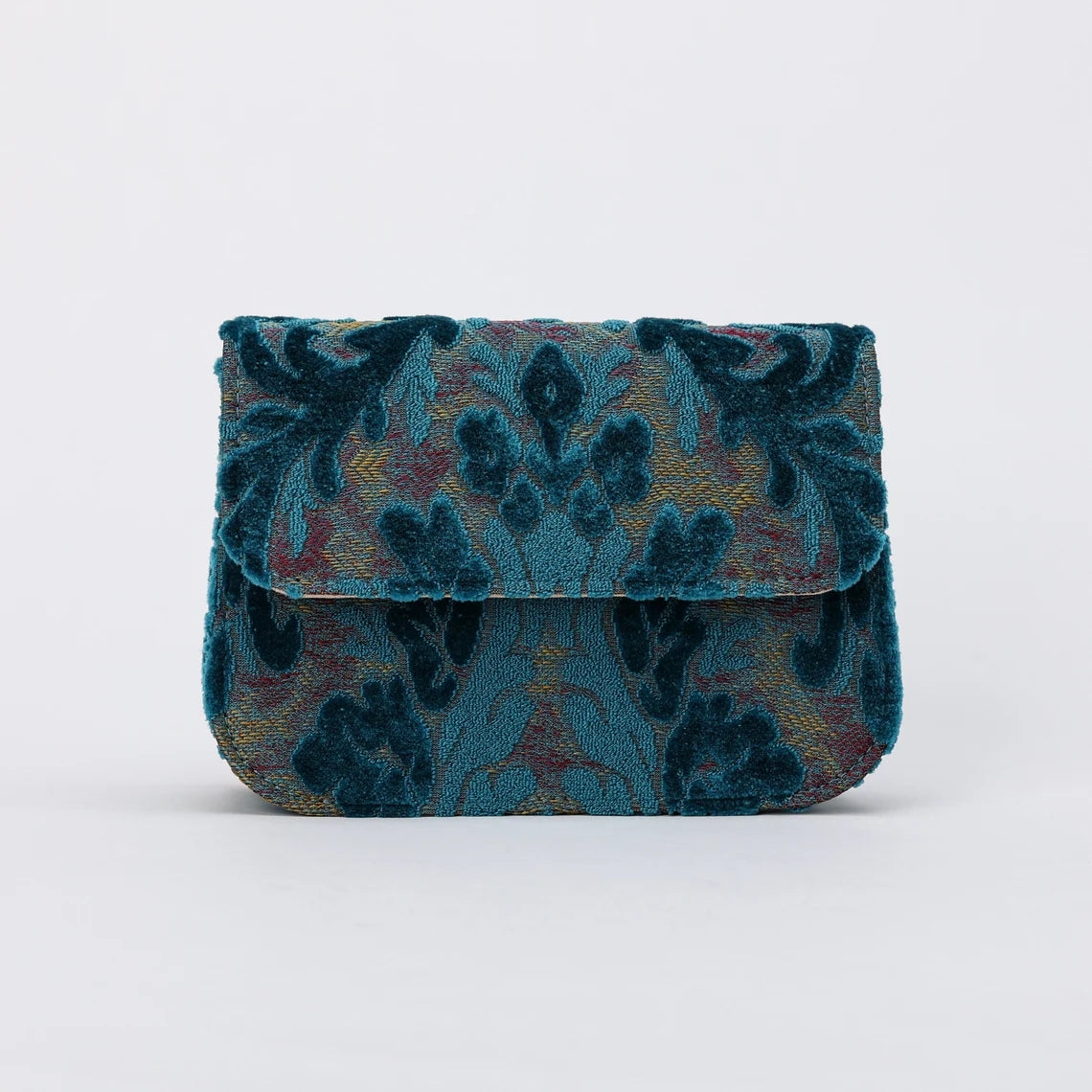 Burnout Velvet Aqua Blue Flap Crossbody Bag carpet bag MCW Handmade-4