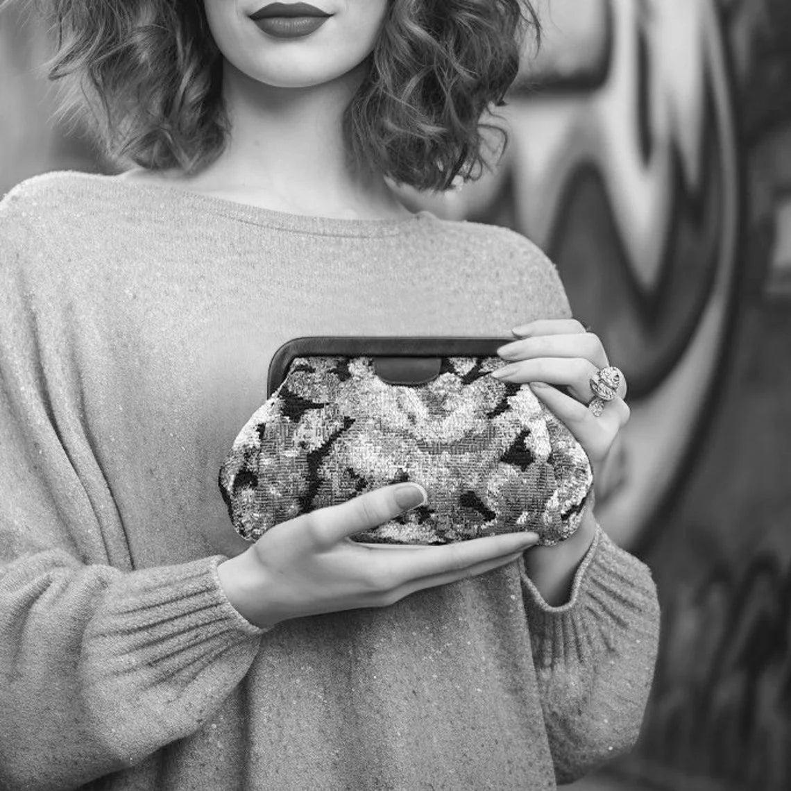 Floral Cream Evening Bag Clutch carpet bag MCW Handmade-8