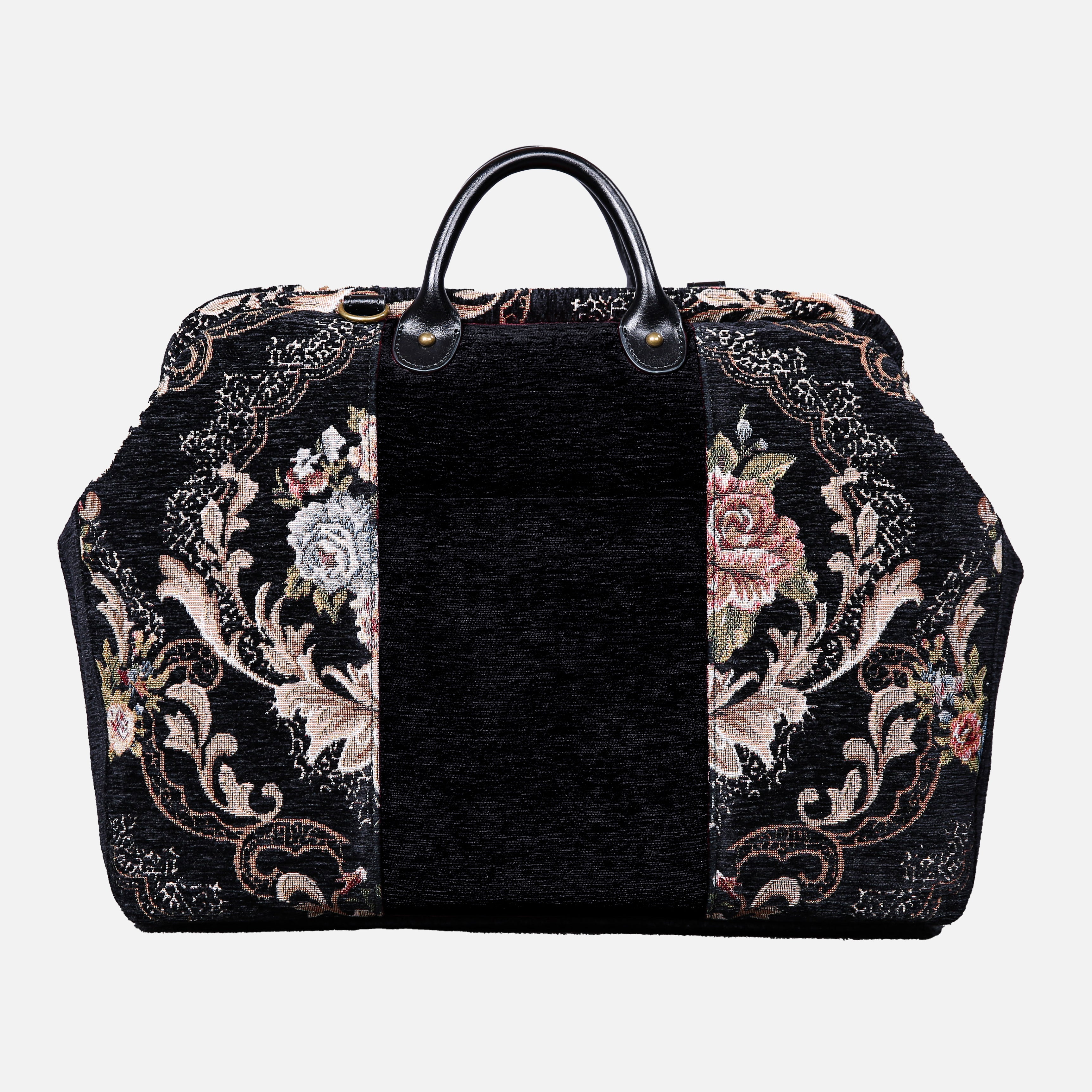 Floral Black Leather Black Laptop Work Bag carpet bag of America back