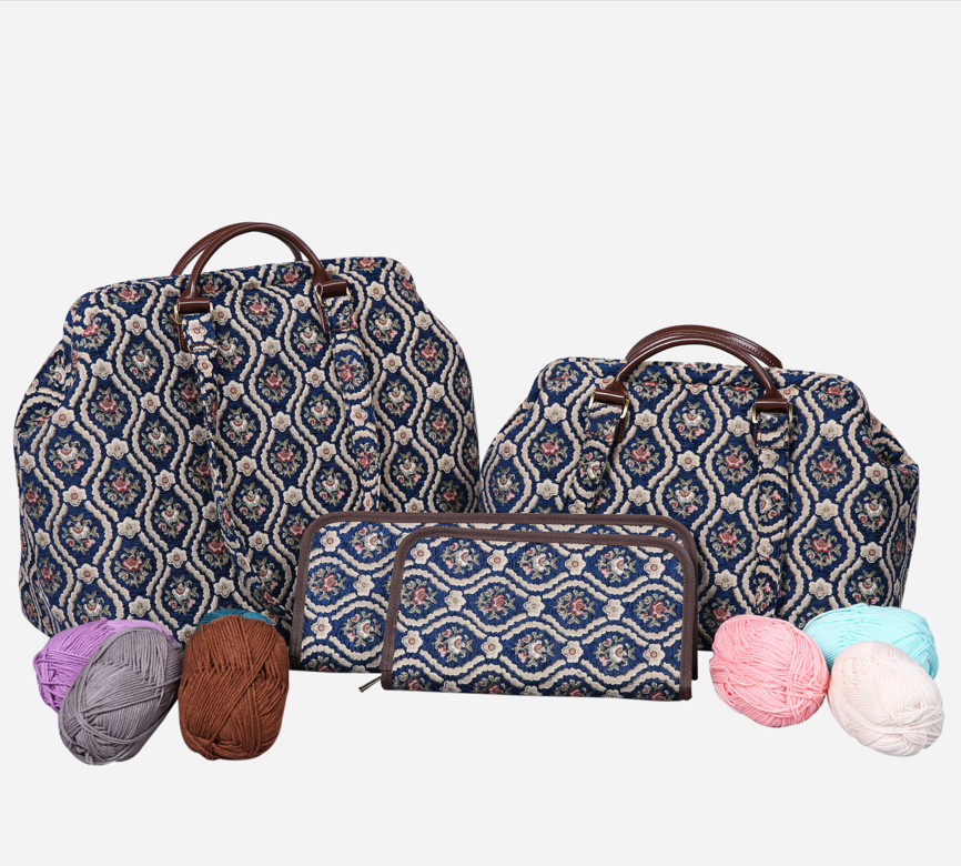 Traditional Blue Knitting Project Bag  MCW Handmade