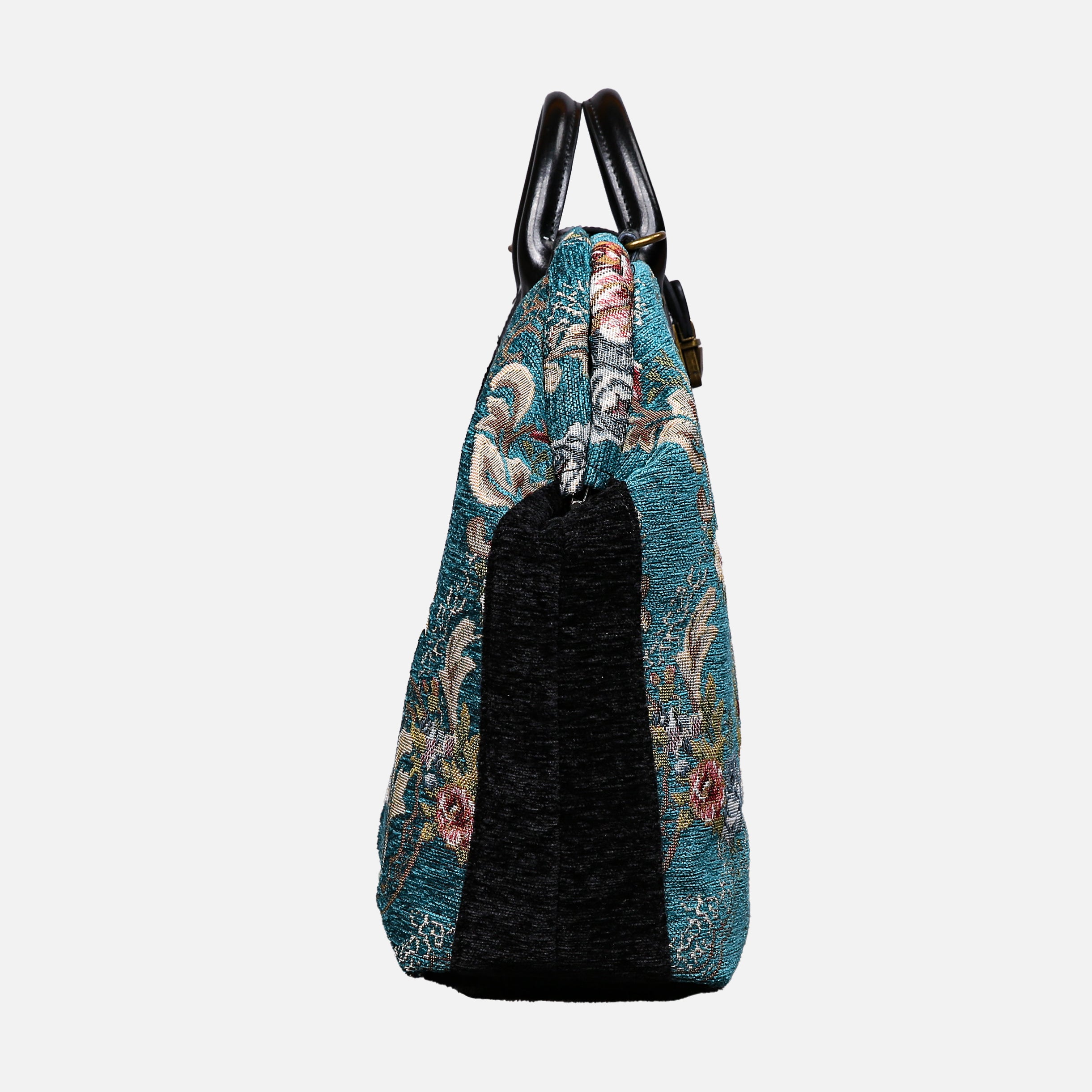 Floral Teal Laptop Work Bag carpet bag of America side