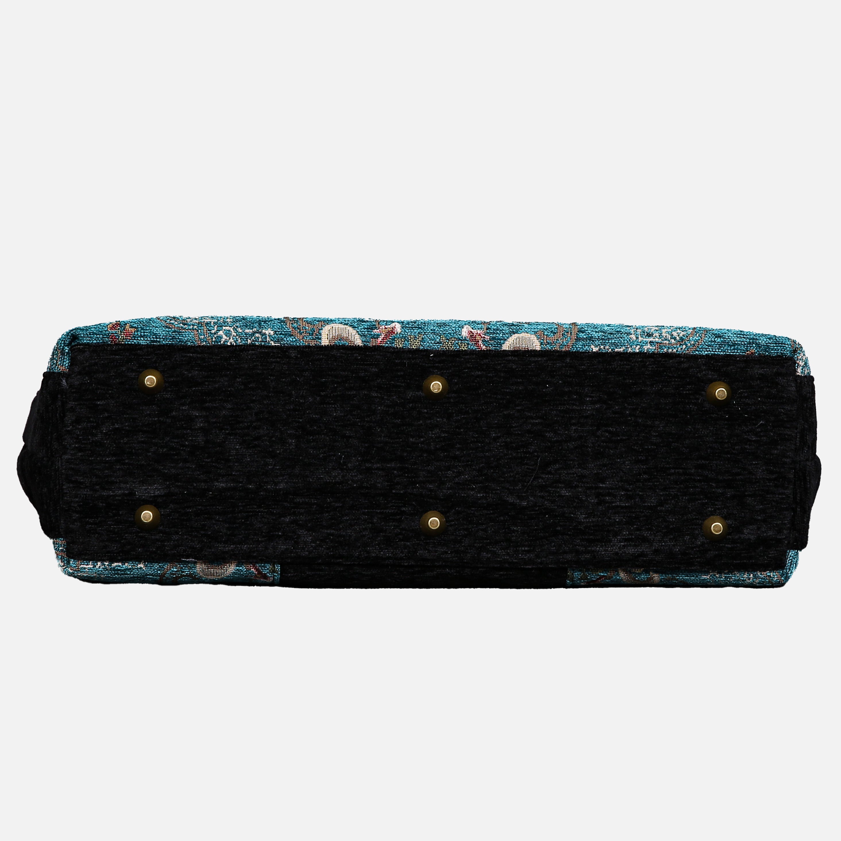Floral Teal Laptop Work Bag carpet bag of America bottom