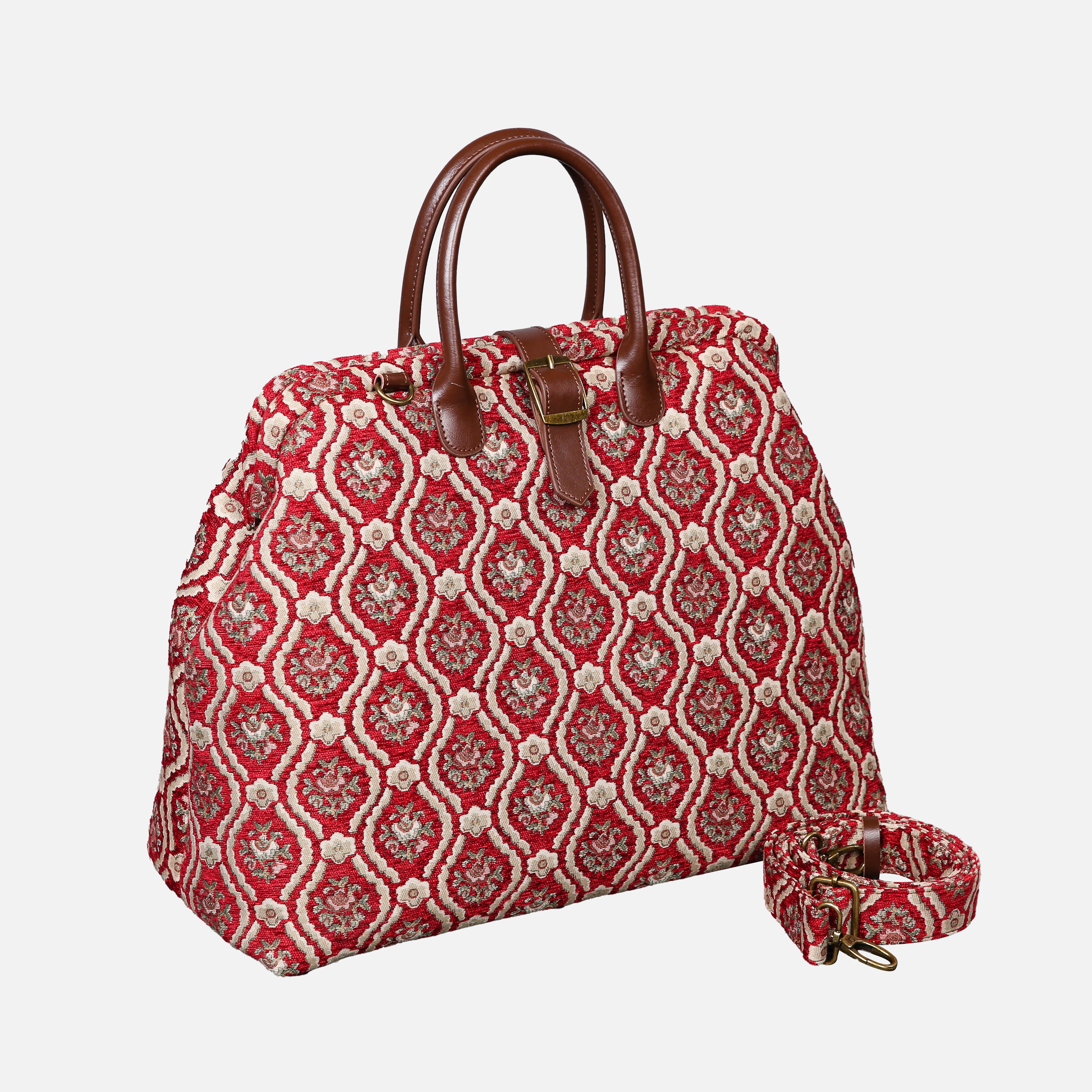 Traditional Red Mary Poppins Weekender carpet bag MCW Handmade-1