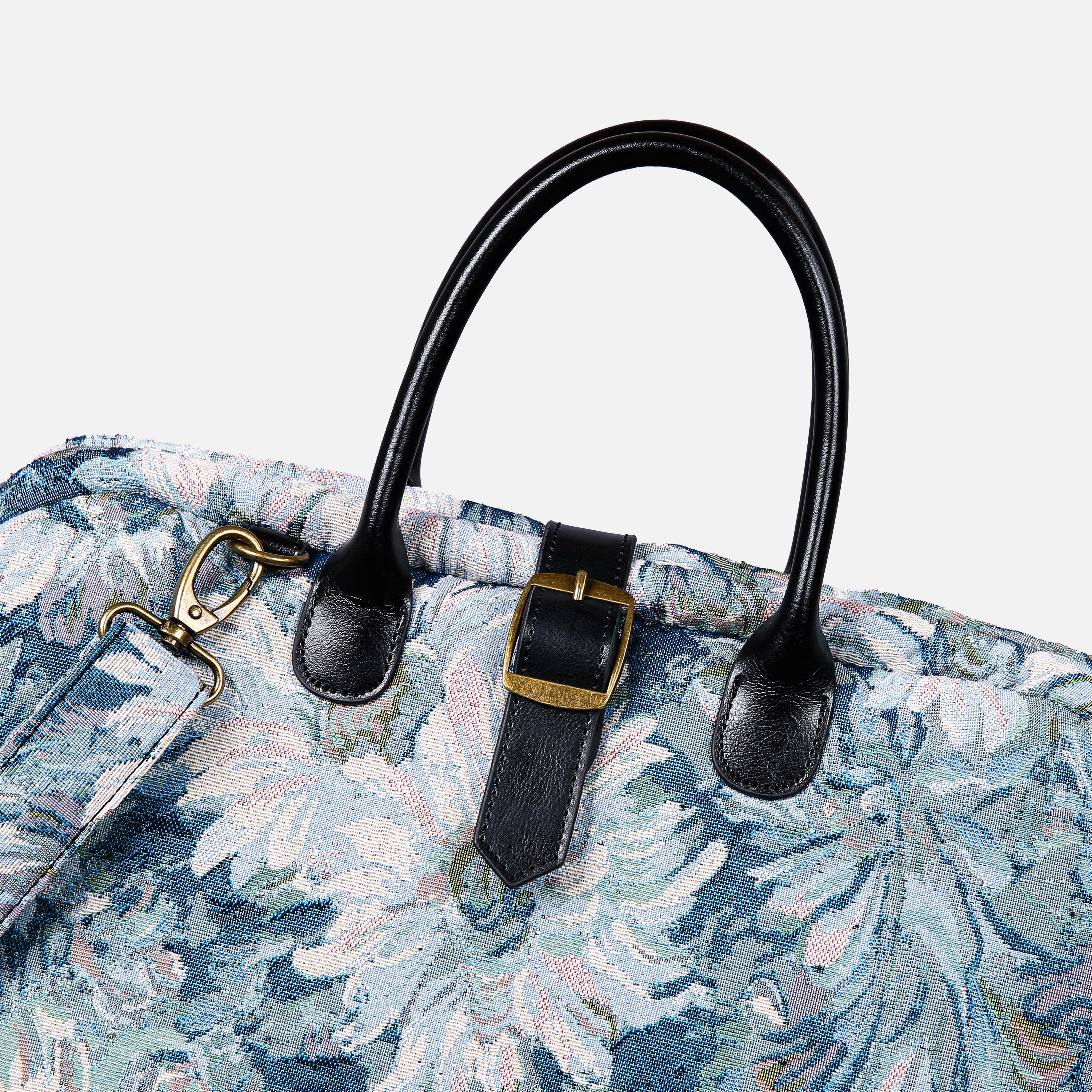 Blooming Daisy Blue Mary Poppins Weekender carpet bag MCW Handmade detail