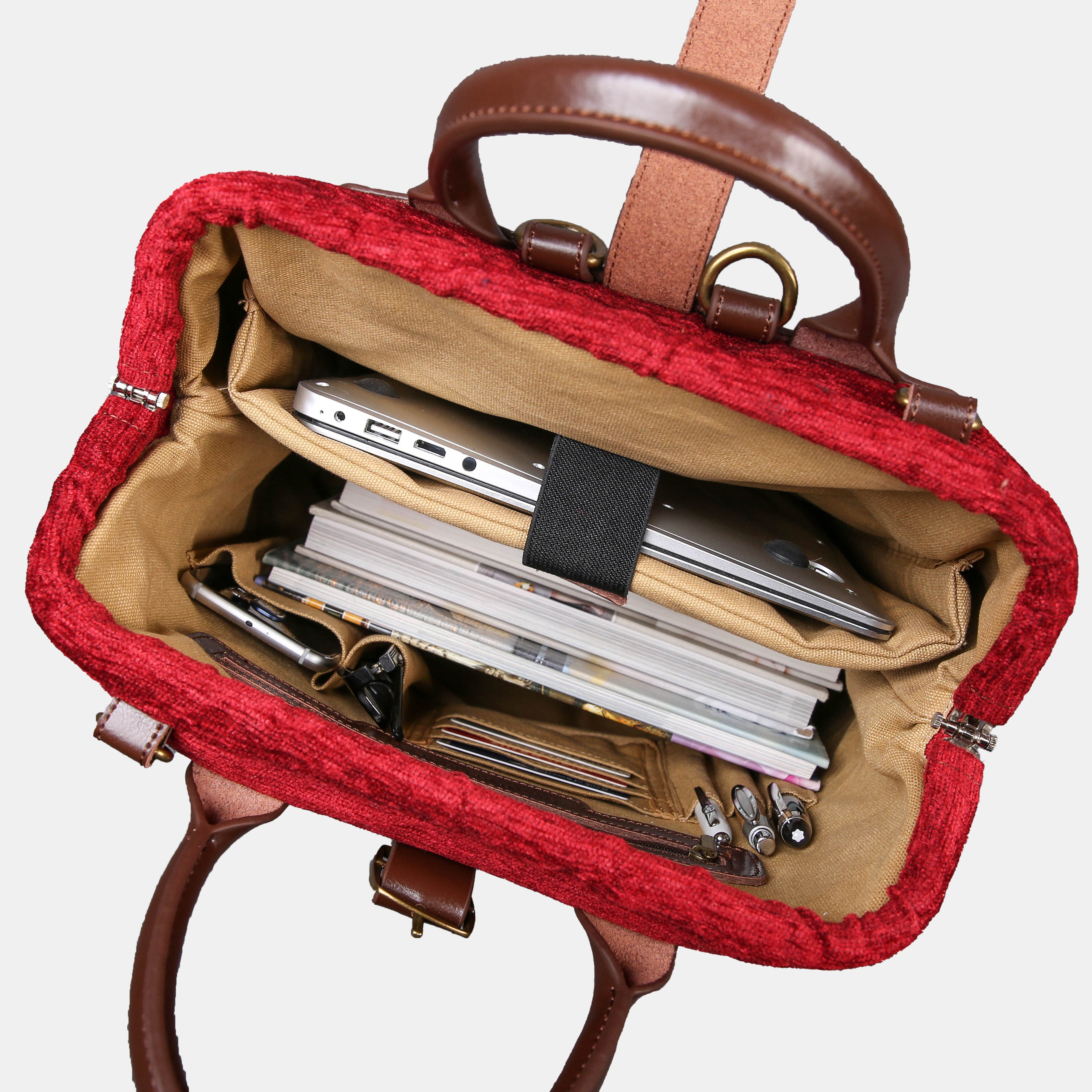 Solid Wine Carpet Laptop Backpack MCW Handmade-4