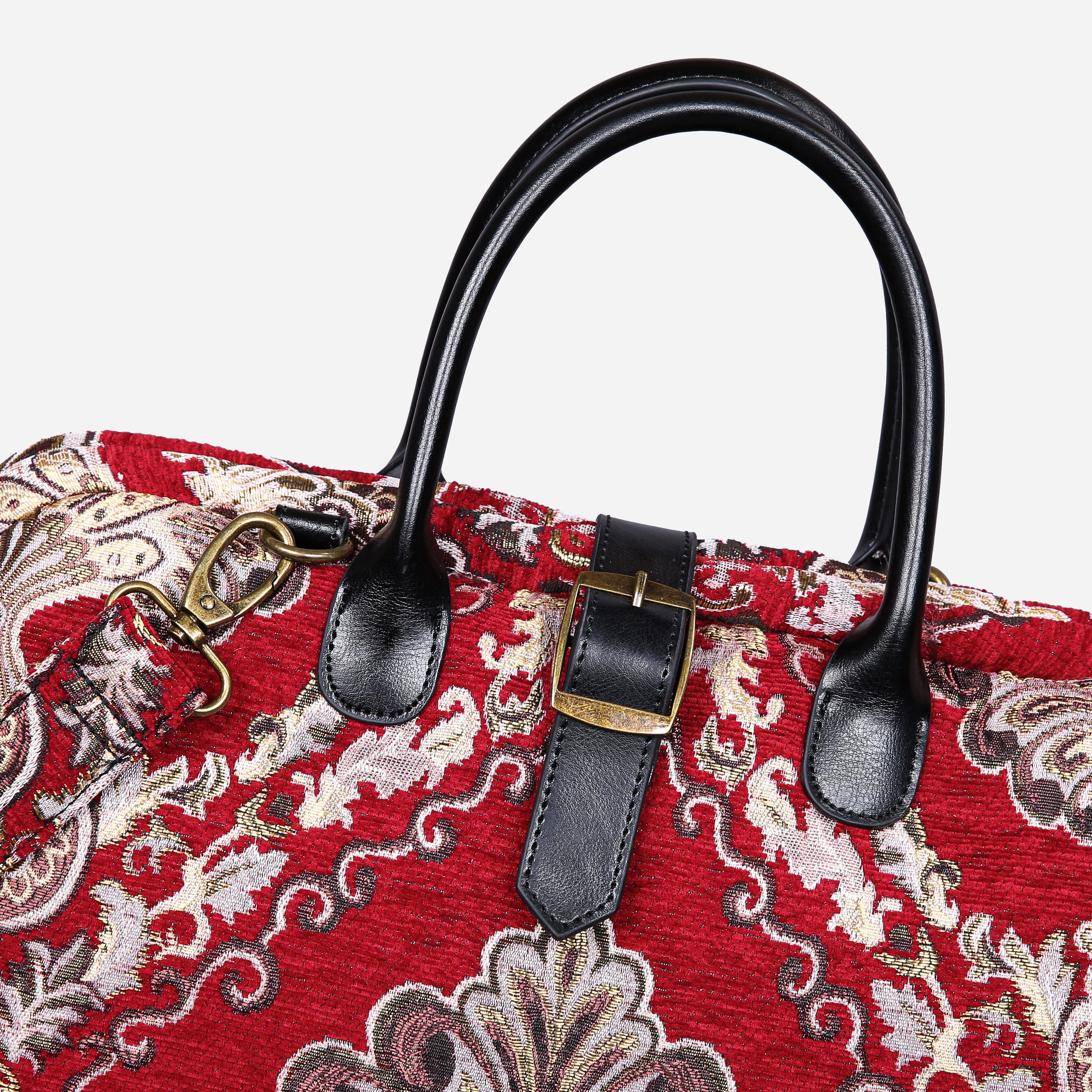 Nostalgia Red Mary Poppins Weekender carpet bag MCW Handmade buckle