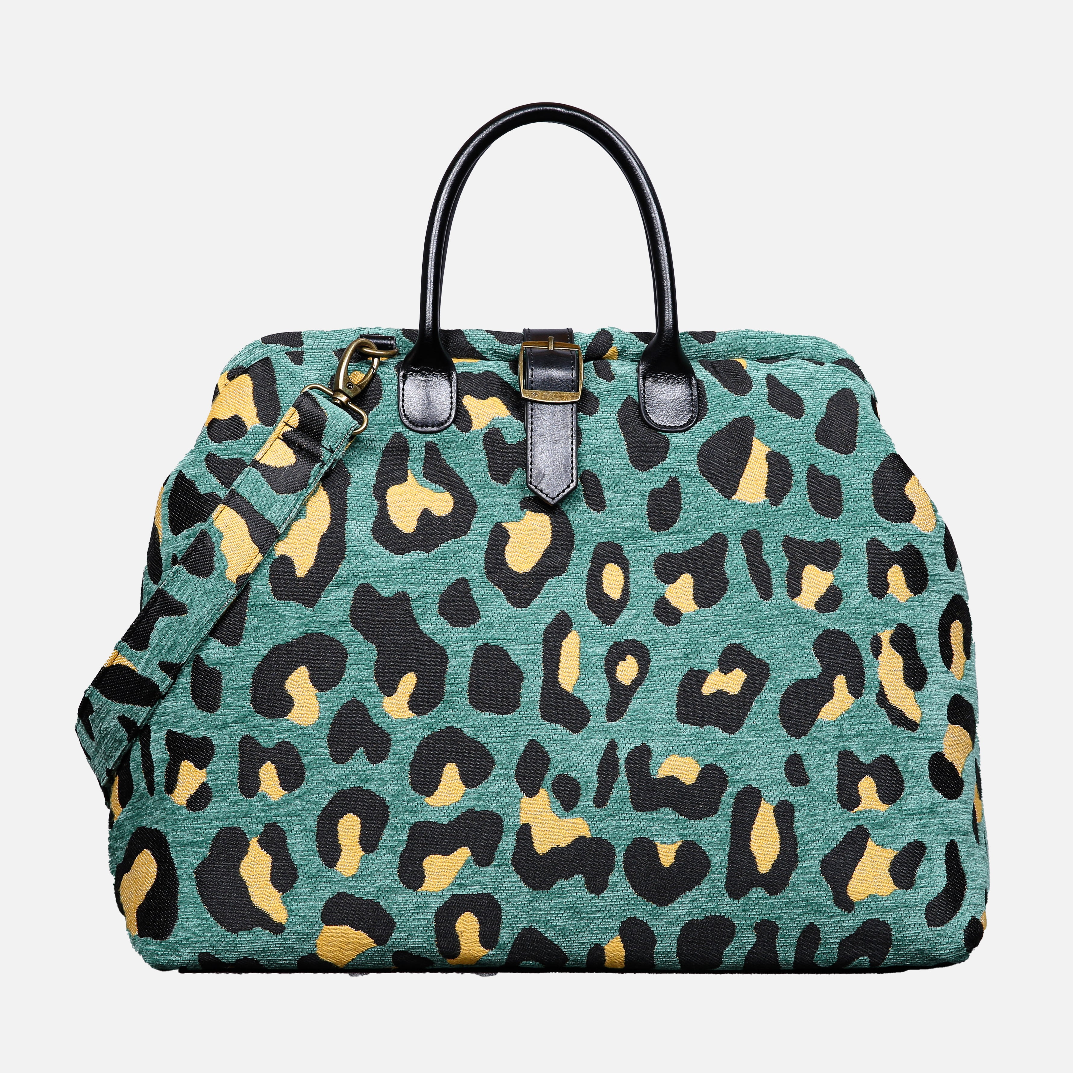 Leopard Green Mary Poppins Weekender carpet bag MCW Handmade