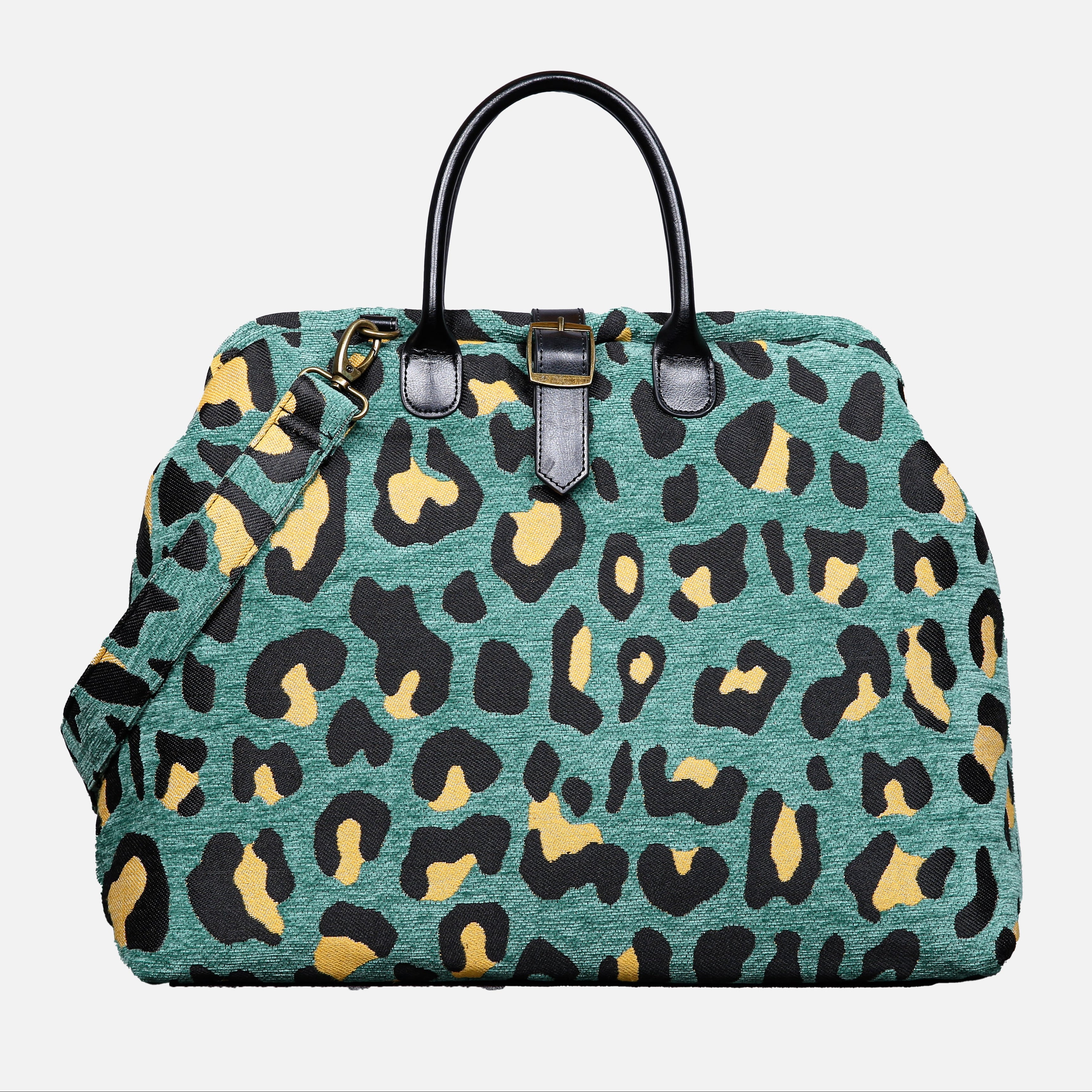 Leopard Green Mary Poppins Weekender carpet bag MCW Handmade