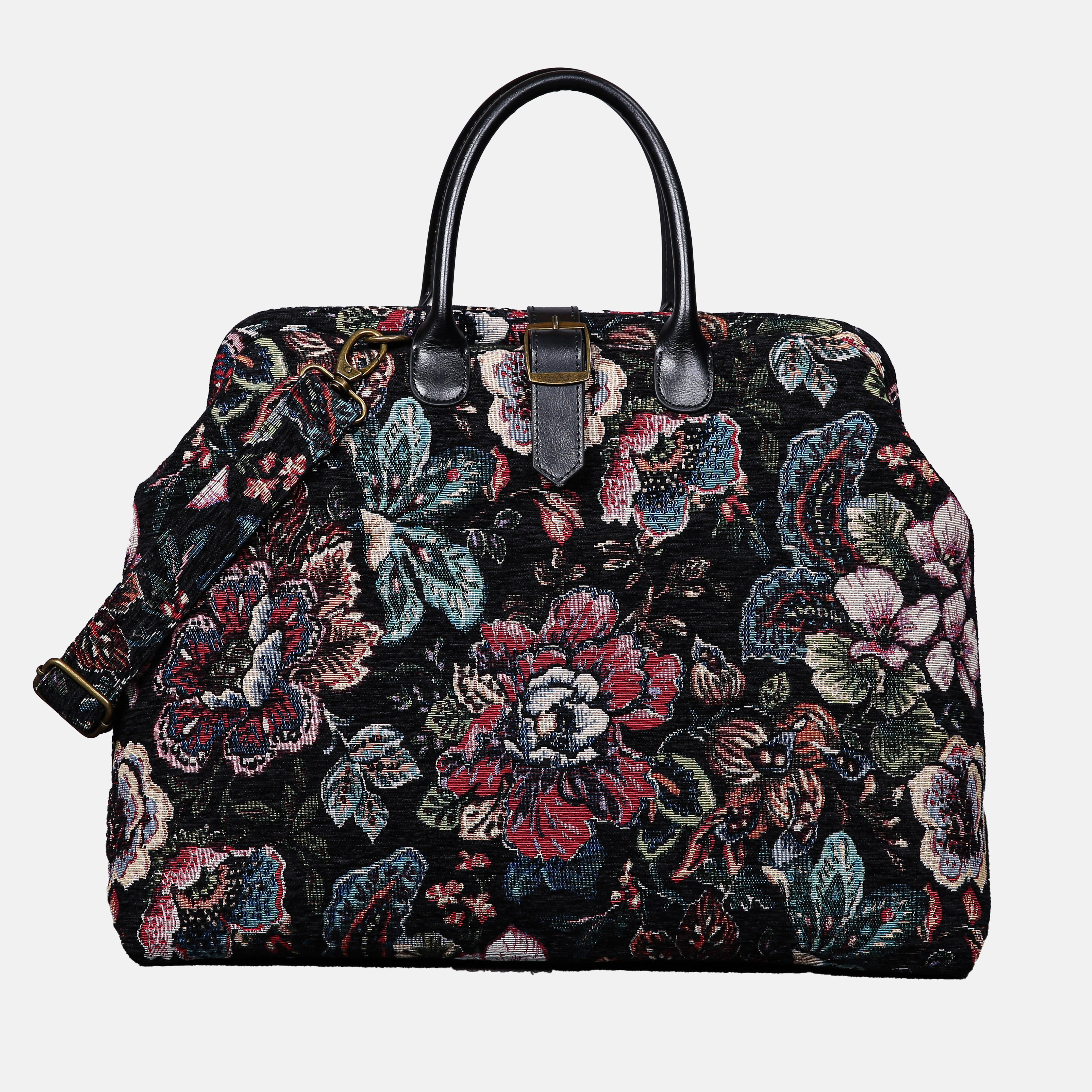 Rose Garden Black Mary Poppins Weekender carpet bag MCW Handmade