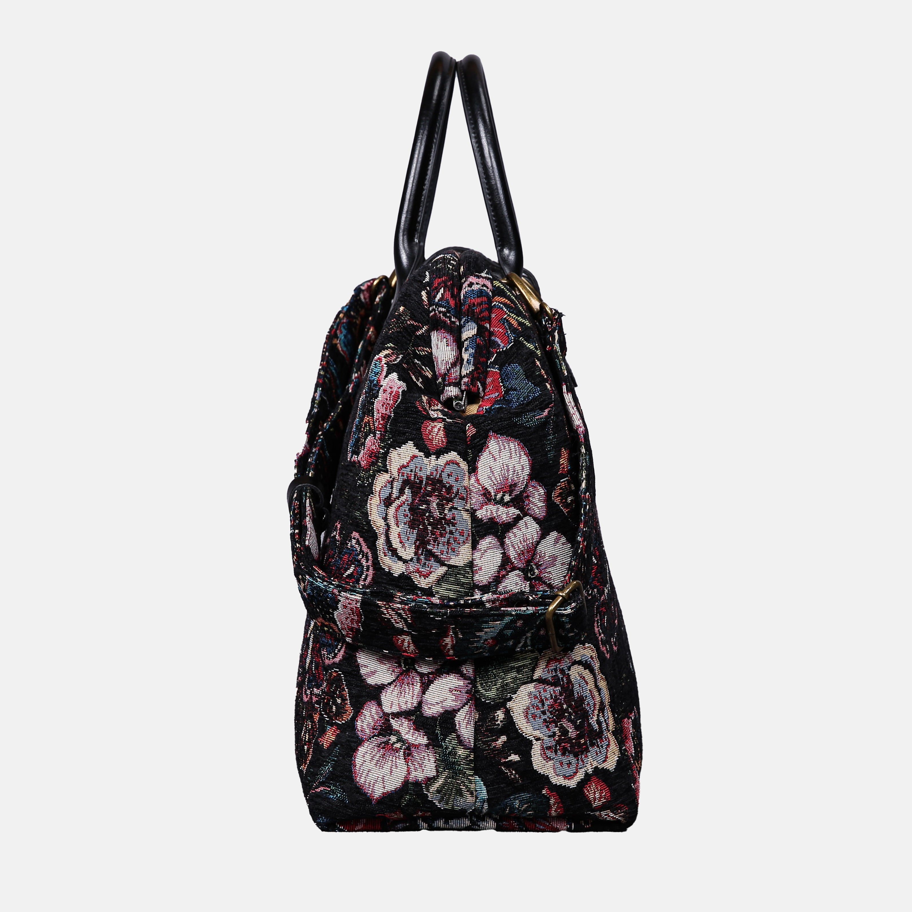 Rose Garden Black Mary Poppins Weekender carpet bag MCW Handmade-2
