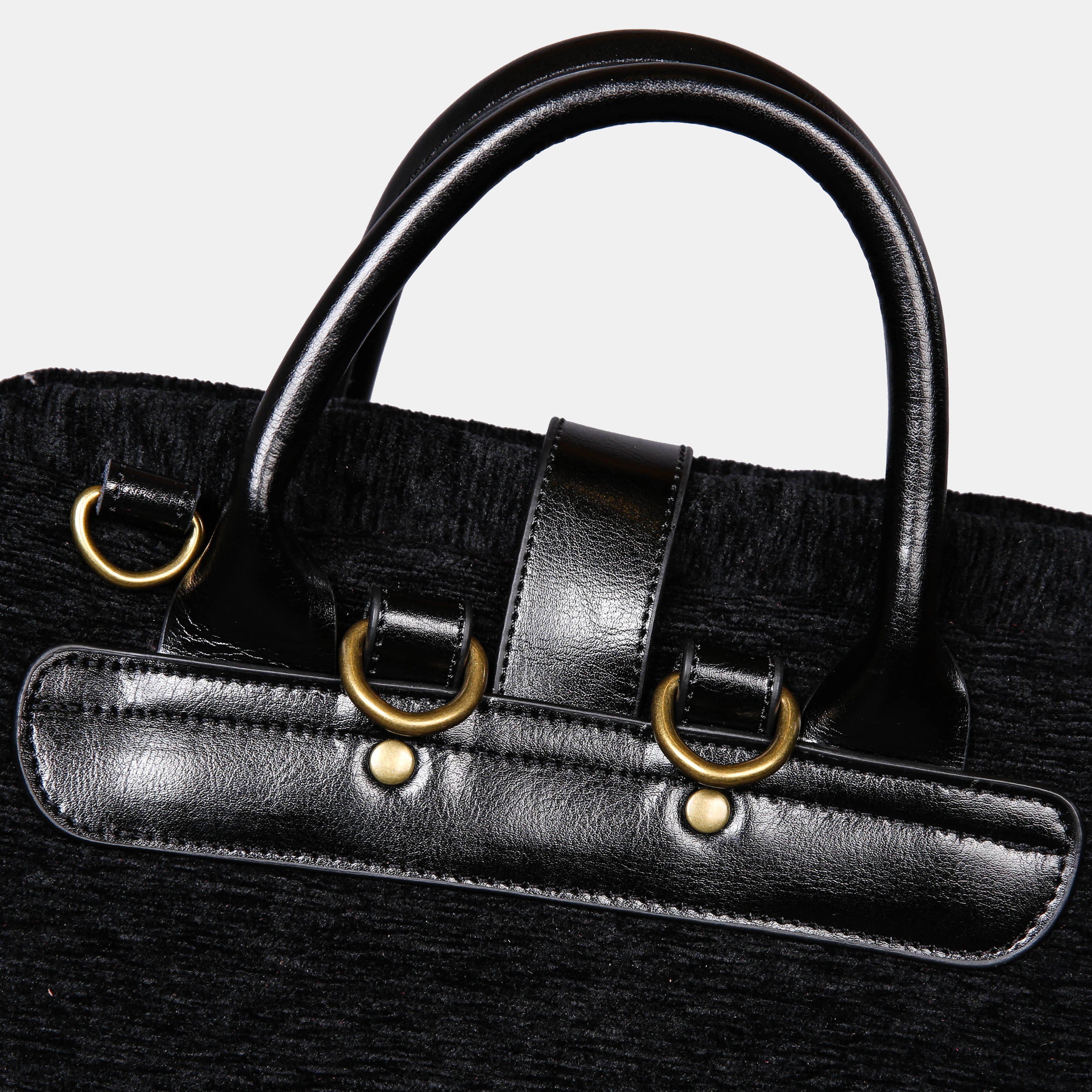 Solid Black Carpet Laptop Backpack MCW Handmade-6