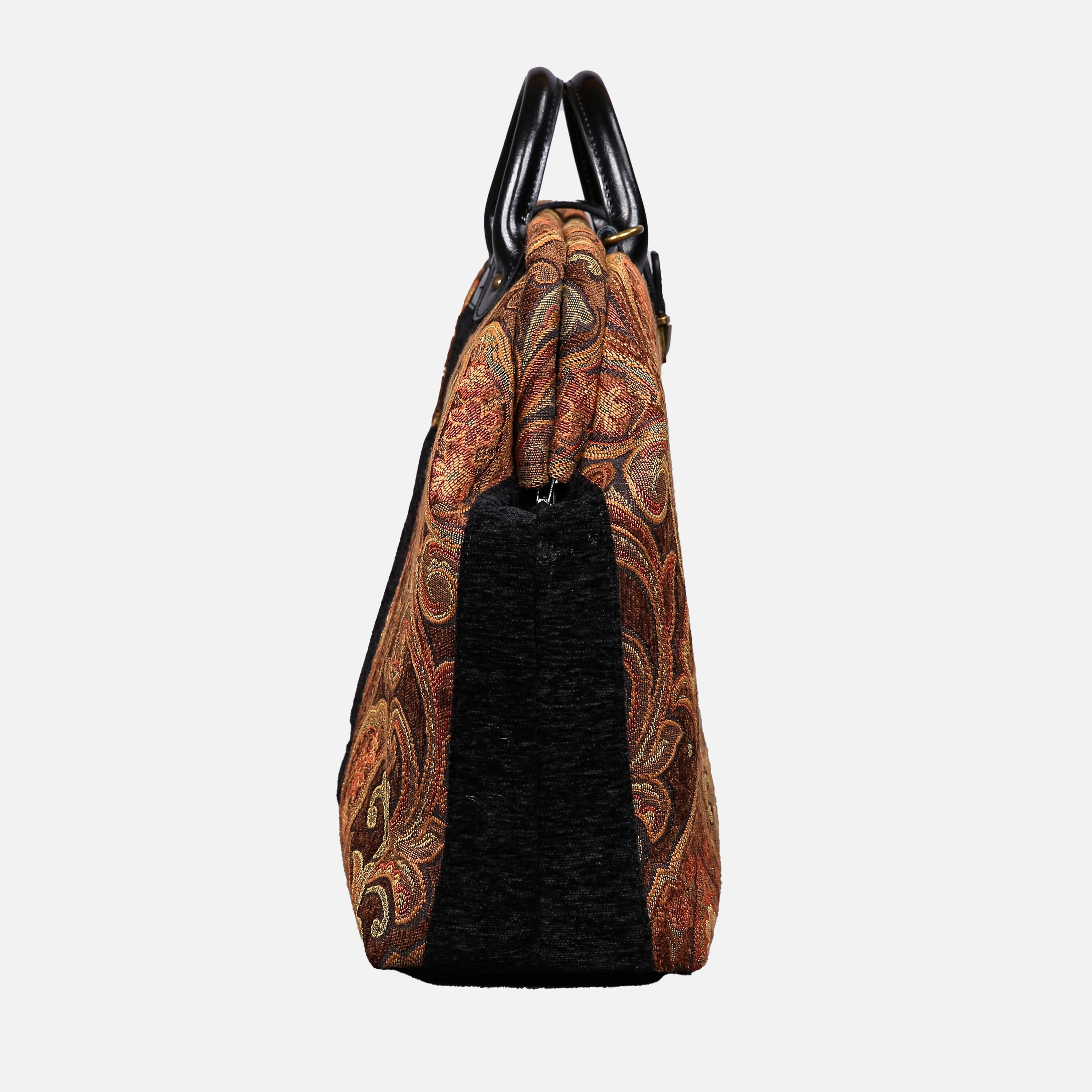 Damask D. Brown Laptop Work Bag carpet bag MCW Handmade-4