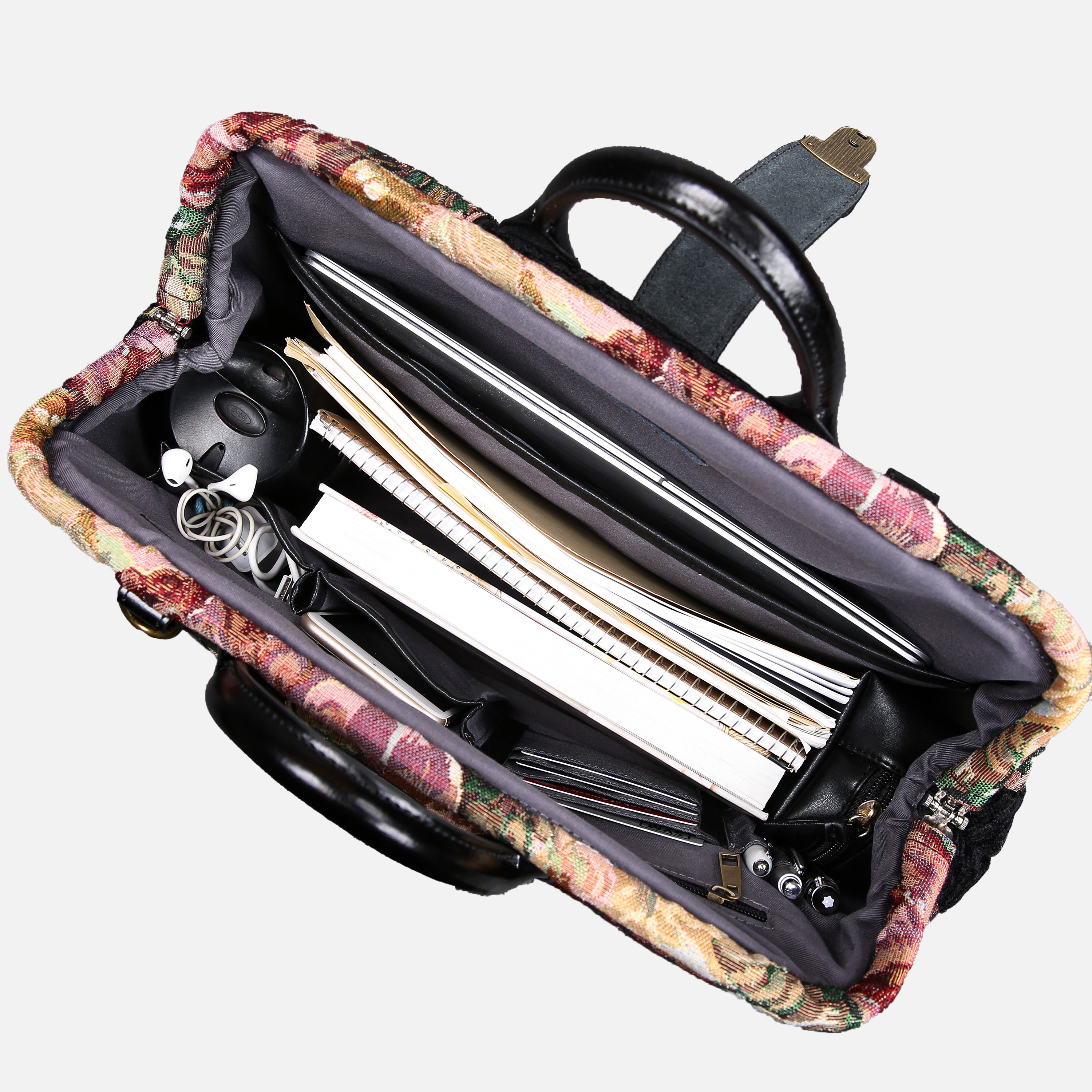 Rose Bush Laptop Work Bag carpet bag MCW Handmade