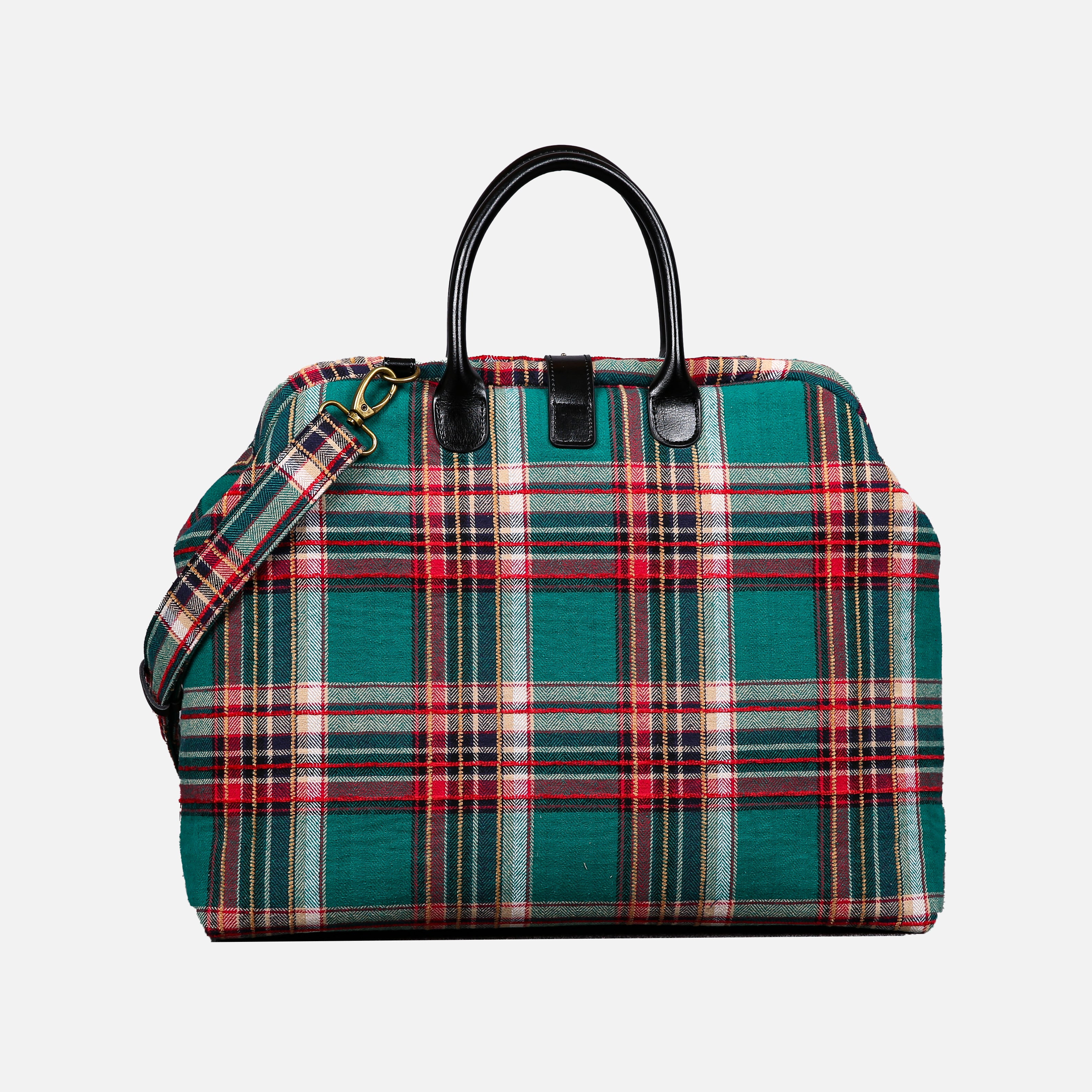 Tartan Stewart Green Mary Poppins Weekender carpet bag MCW Handmade-1