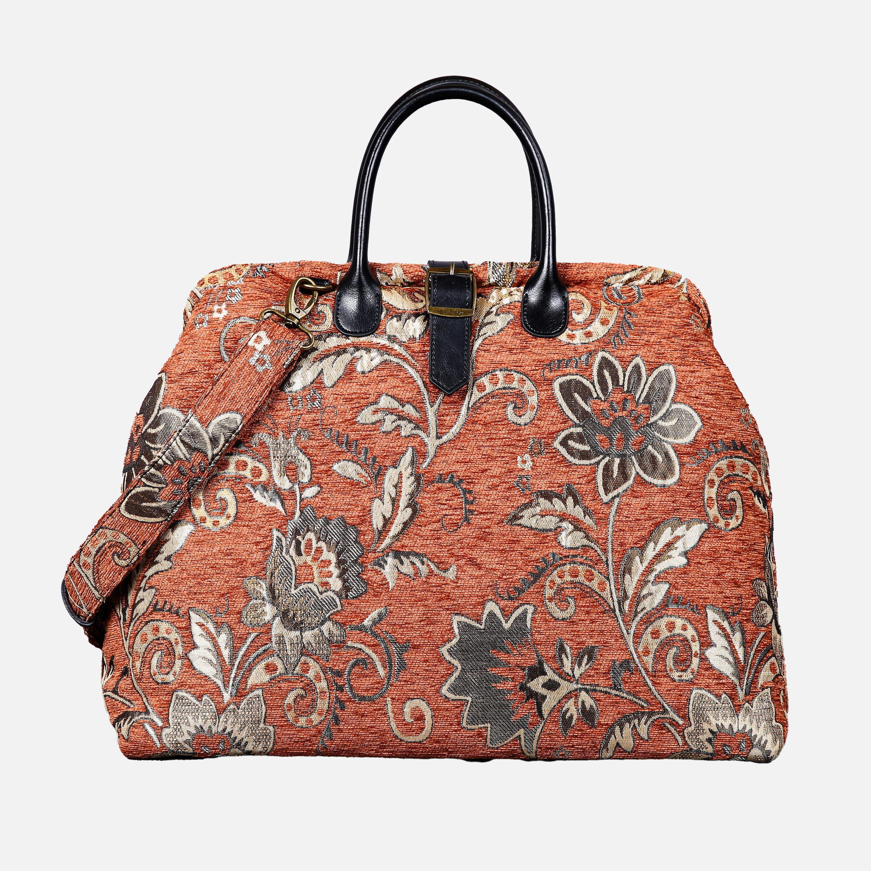 Floral Paisley Orange Mary Poppins Weekender carpet bag MCW Handmade main