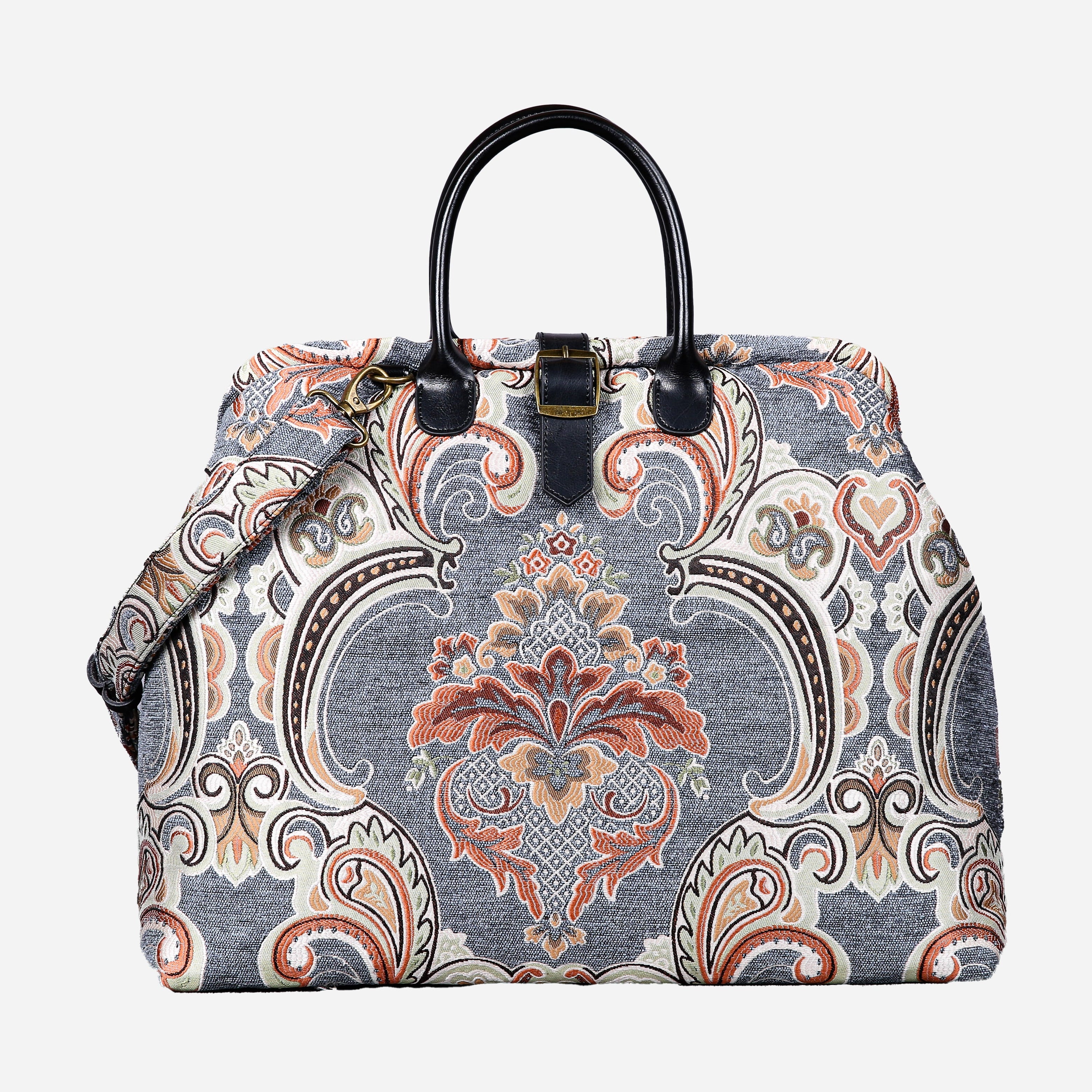 Ornate Classic Grey Mary Poppins Weekender carpet bag MCW Handmade main