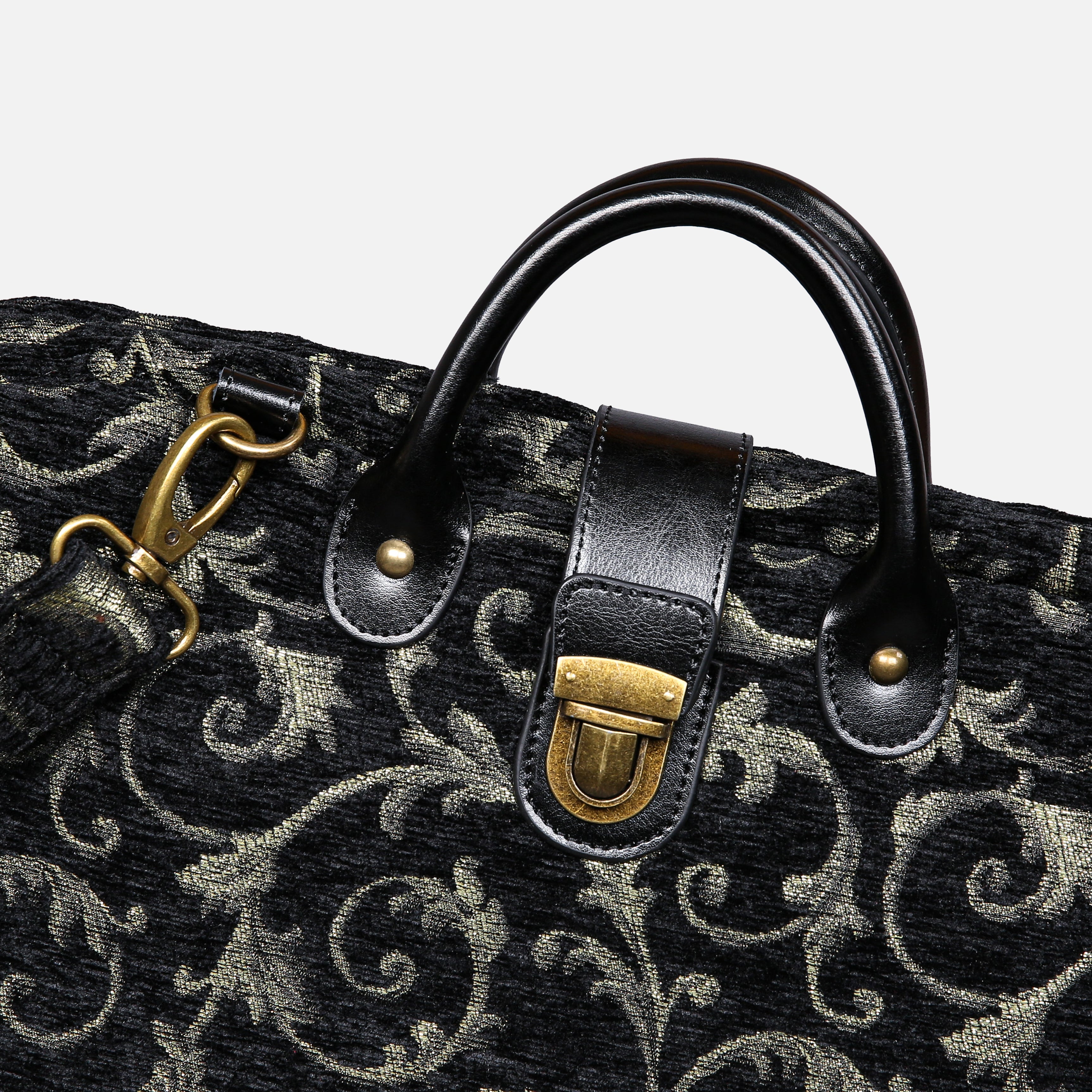 Vintage Scroll Black Laptop Work Bag carpet bag MCW Handmade-7