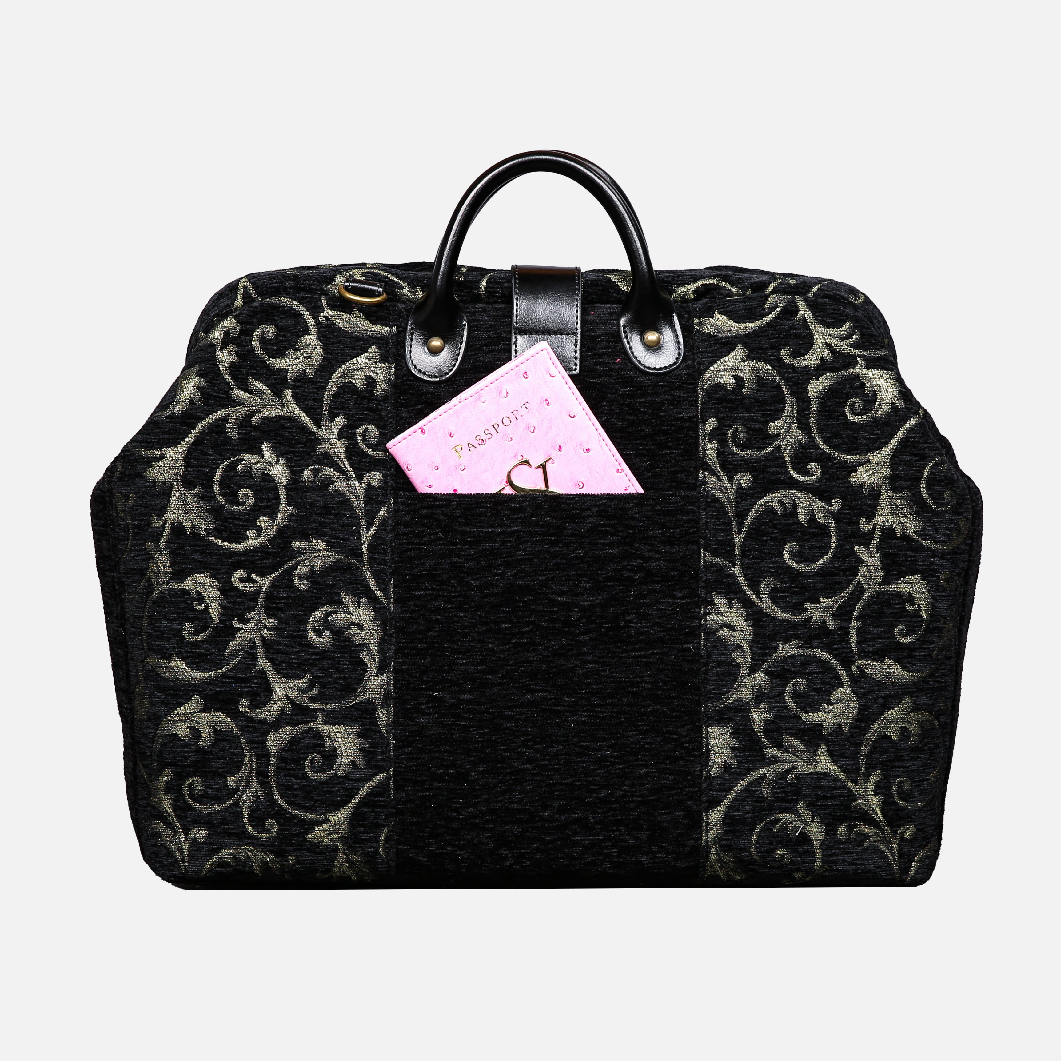 Vintage Scroll Black Laptop Work Bag carpet bag MCW Handmade-3